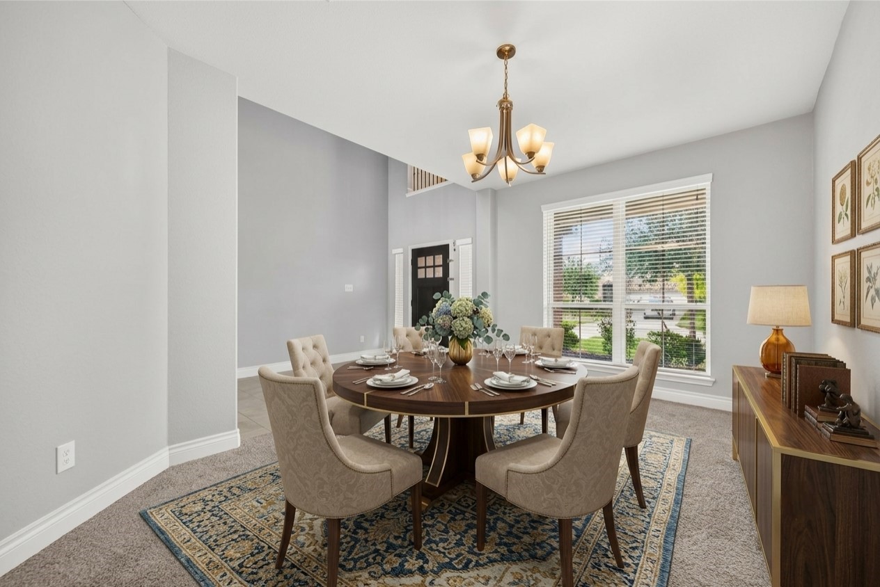 This photo has been virtually staged using AI for illustrative purposes only. Furnishings and dcor shown are not included with the property.