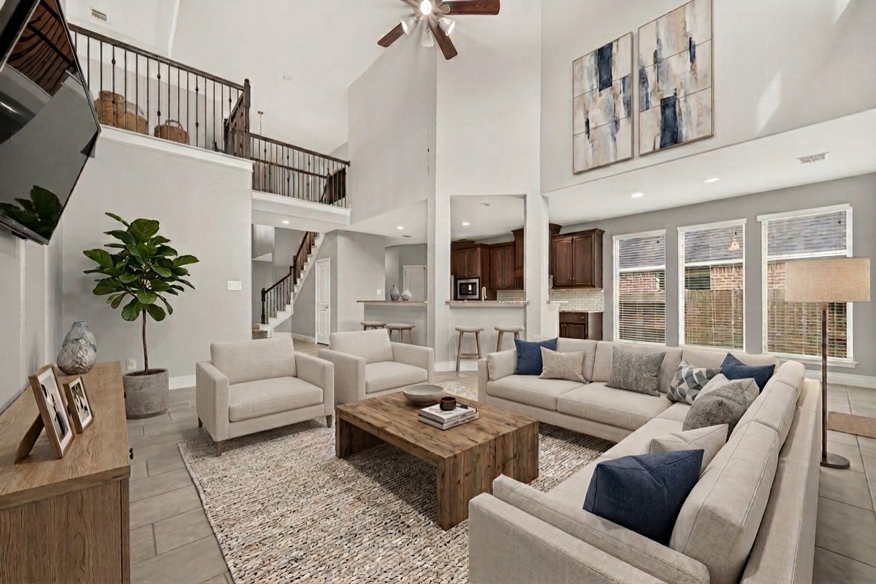 This photo has been virtually staged using AI for illustrative purposes only. Furnishings and dcor shown are not included with the property.