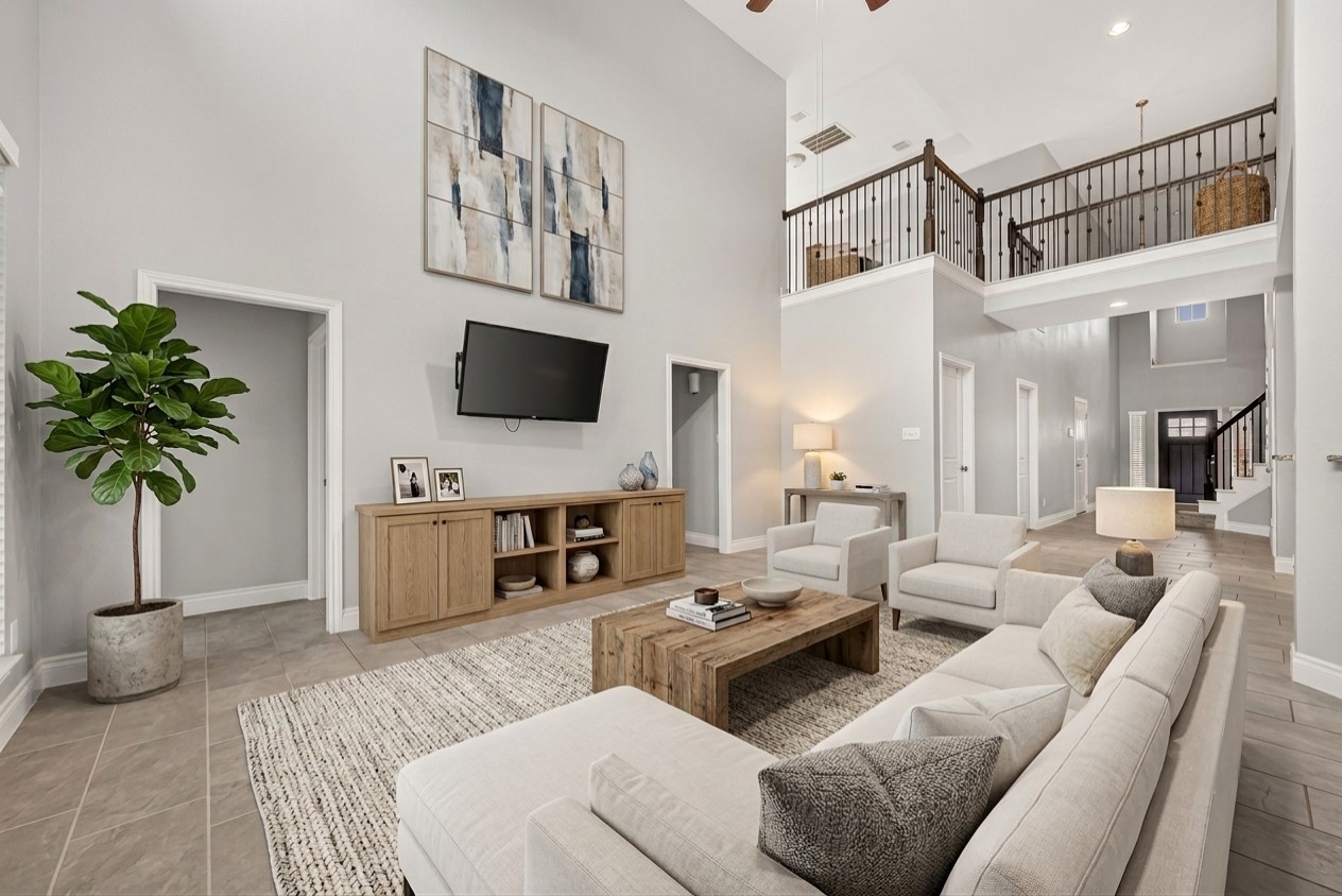 This photo has been virtually staged using AI for illustrative purposes only. Furnishings and dcor shown are not included with the property.
