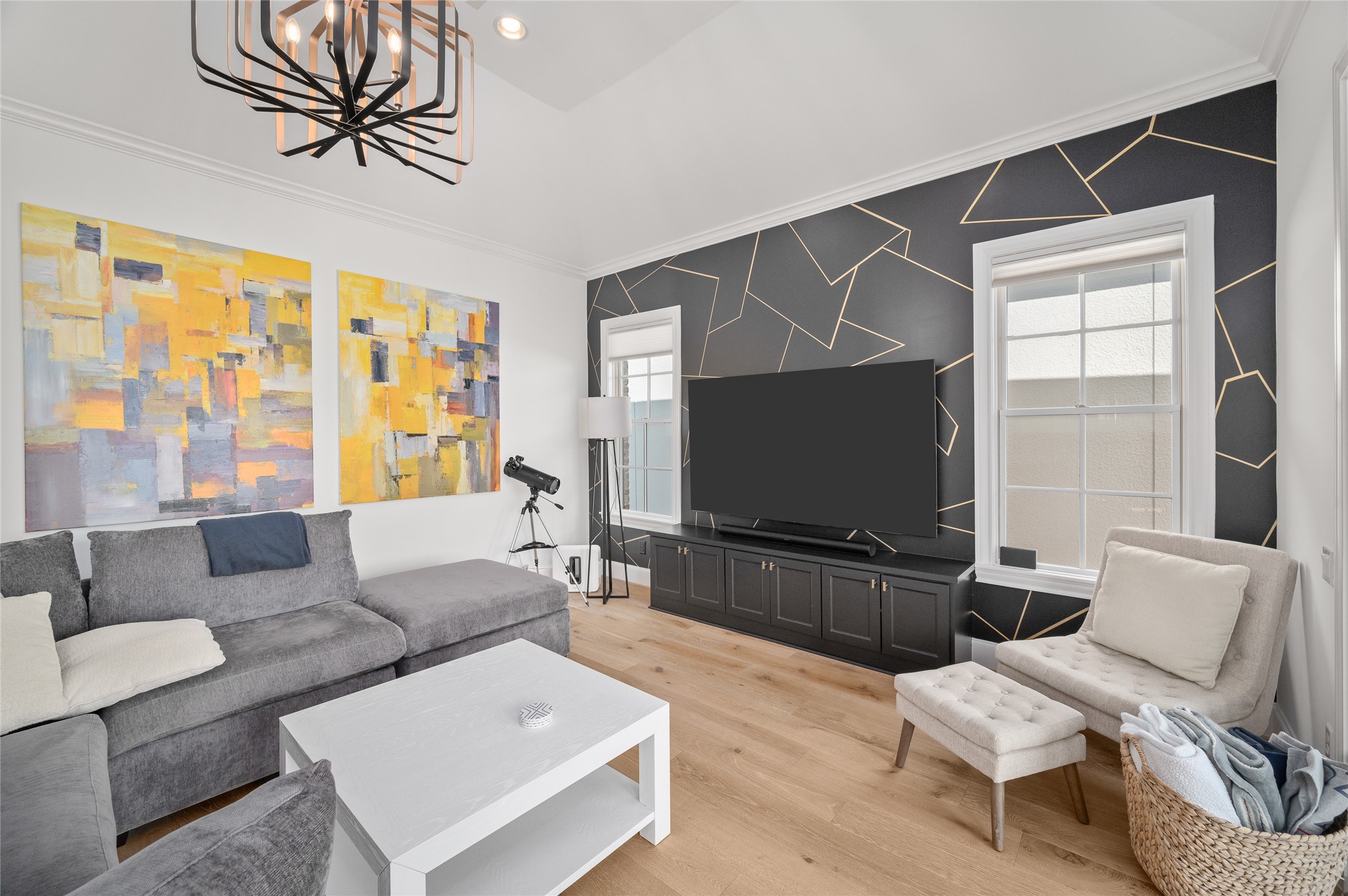 Ideal for entertaining or relaxing, with a built- in entertainment center and convenient access to the wet bar.