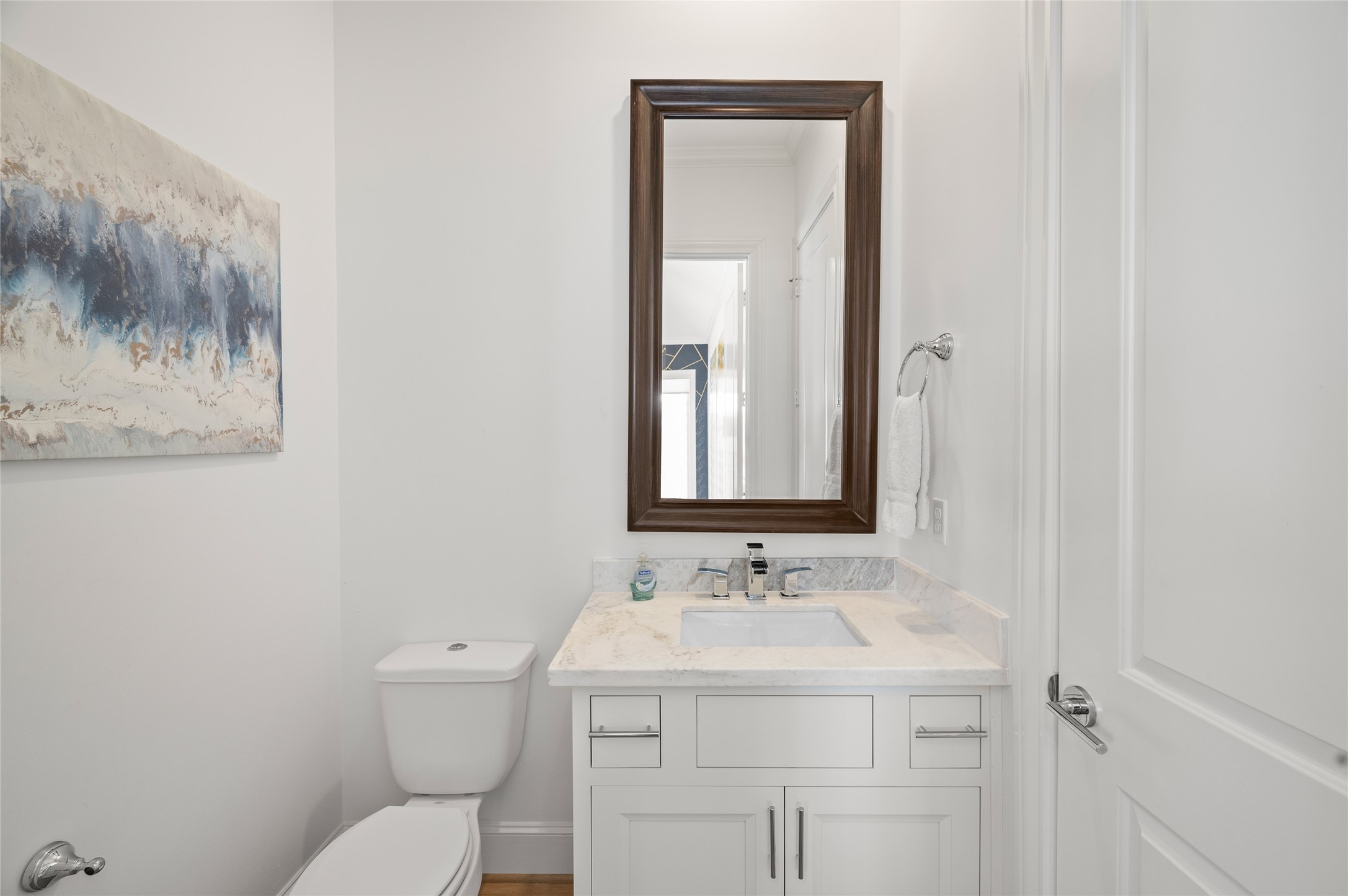 Generously sized half bath.