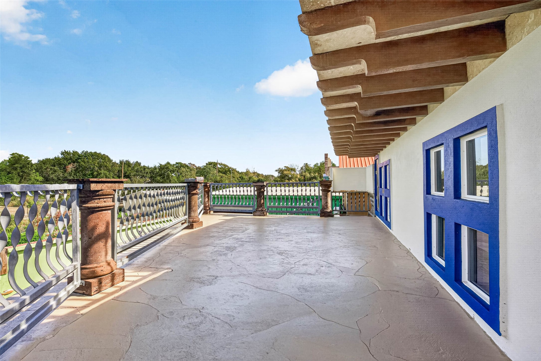 Walkway to unit "G"  after you have come up the stairs. Open space to overlook the surrounding area and catch the stars at night.