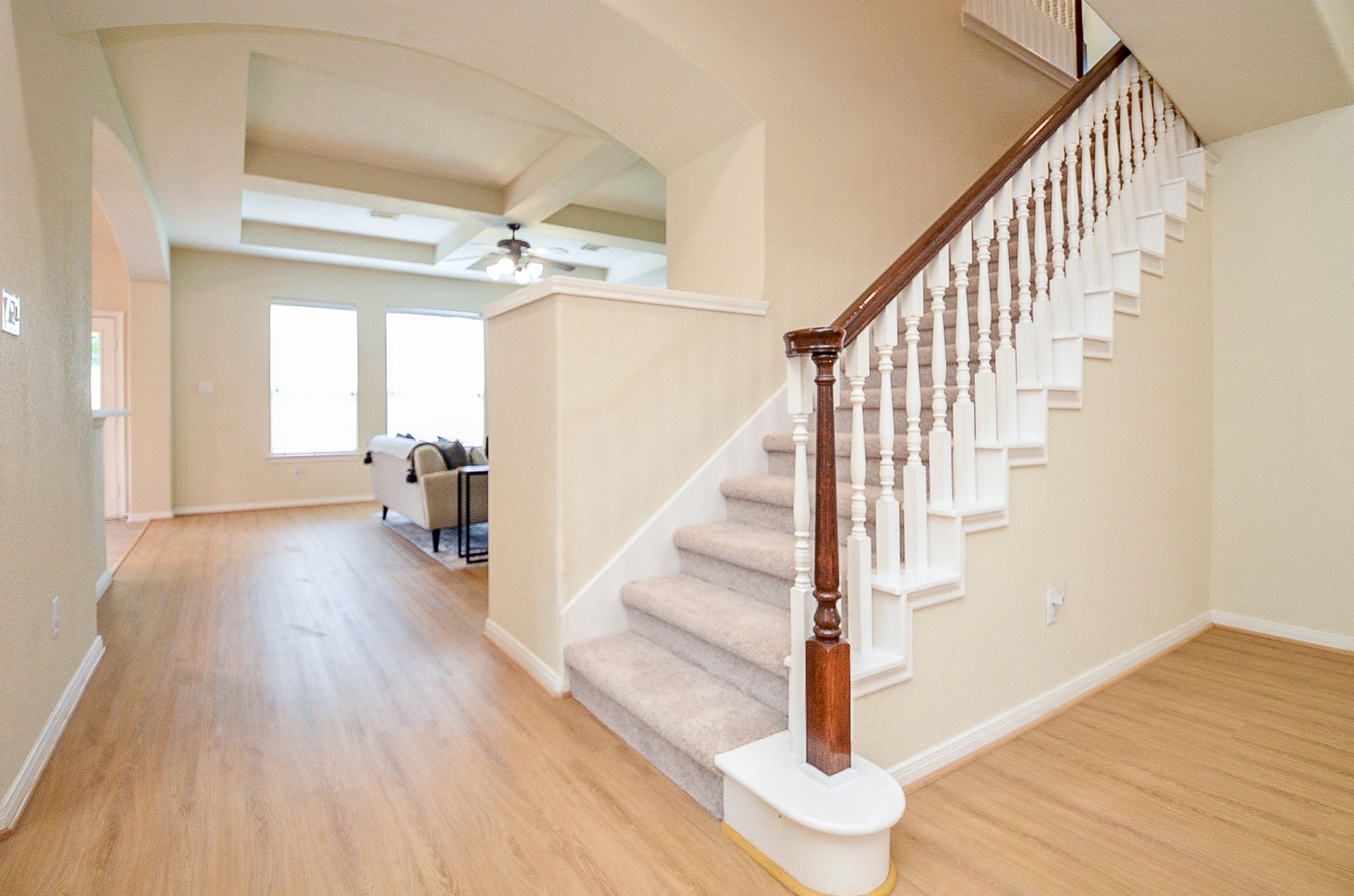 One of the best features of this floor plan is what you dont have to carry upstairs. All four bedrooms and three full baths are on the first floor, while the upstairs is reserved for a large game room and bonus living space.