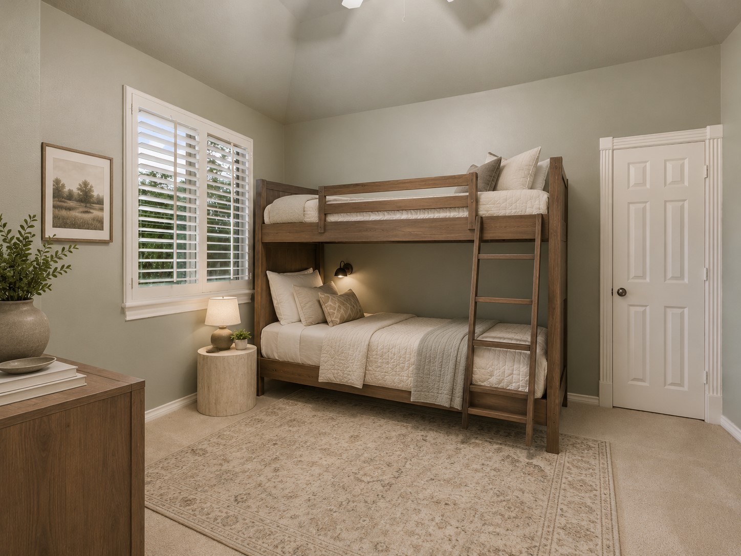 A spacious bedroom provides room for multiple uses, from a bedroom to a guest suite or hobby space.