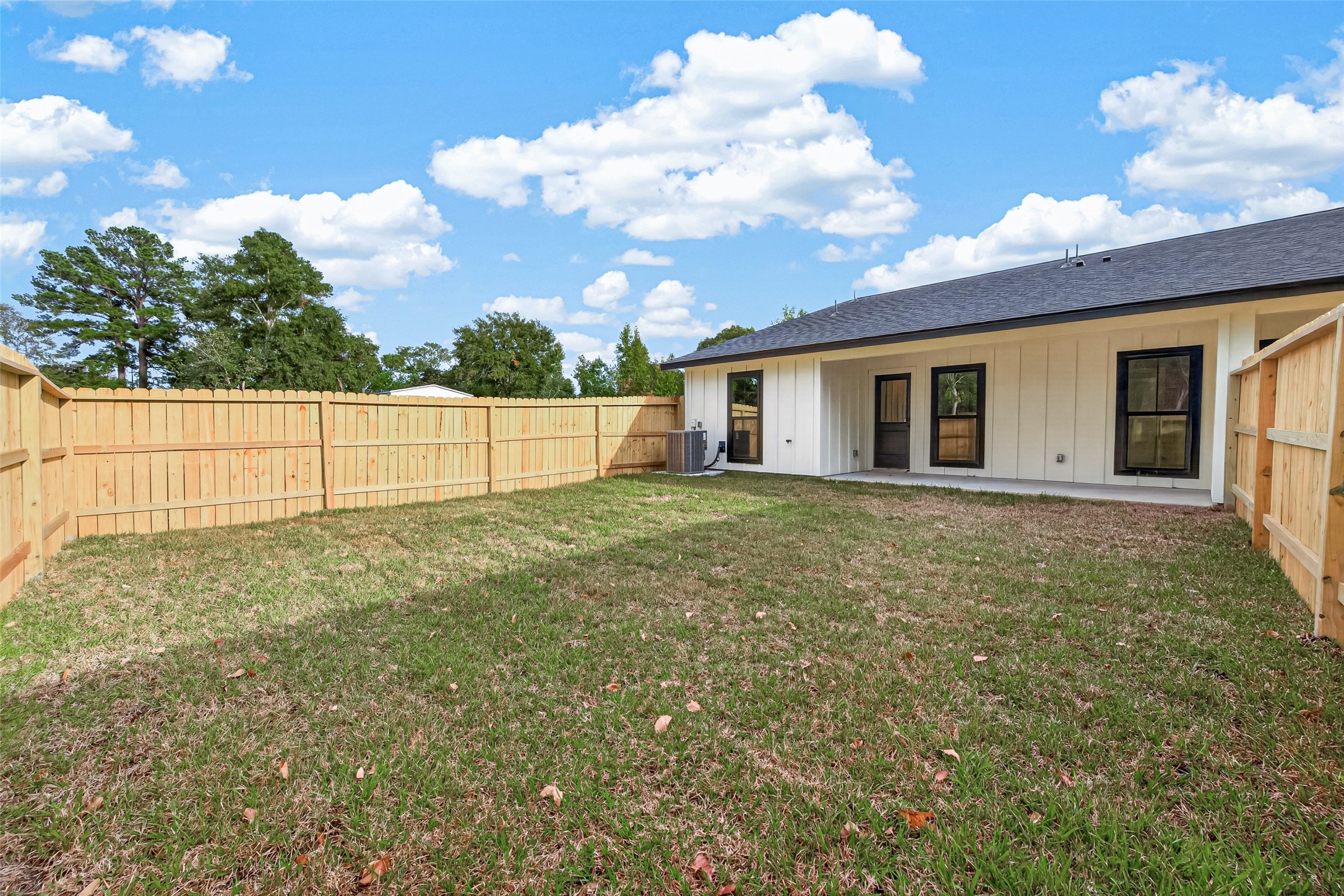 Fenced in backyard.