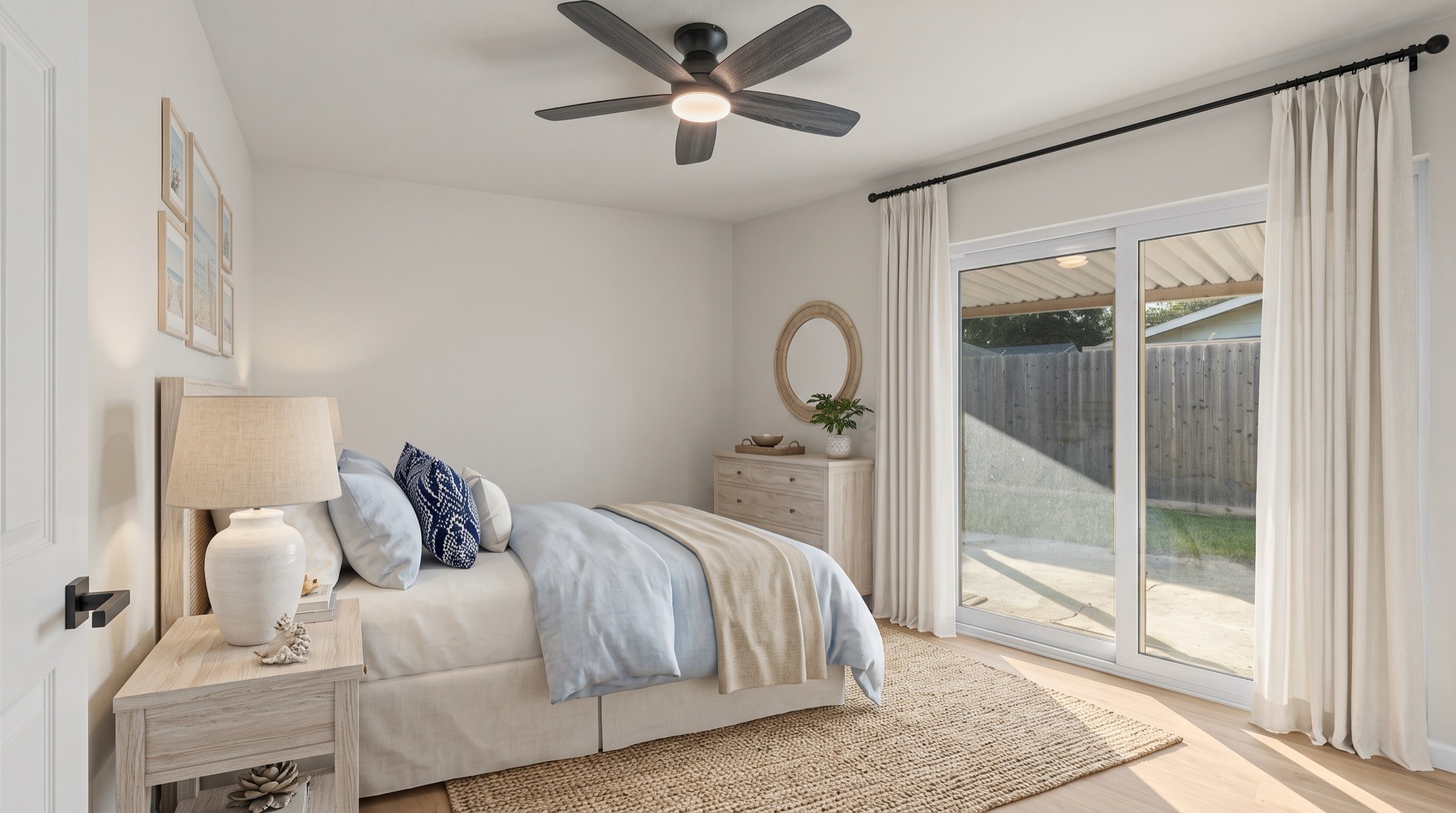 Seamless indoor-outdoor living with private sliding glass doors that open straight onto the covered back patio