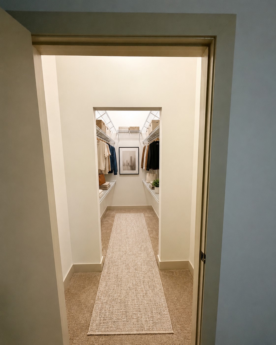 Walk-in closet with plenty of shelves for storage