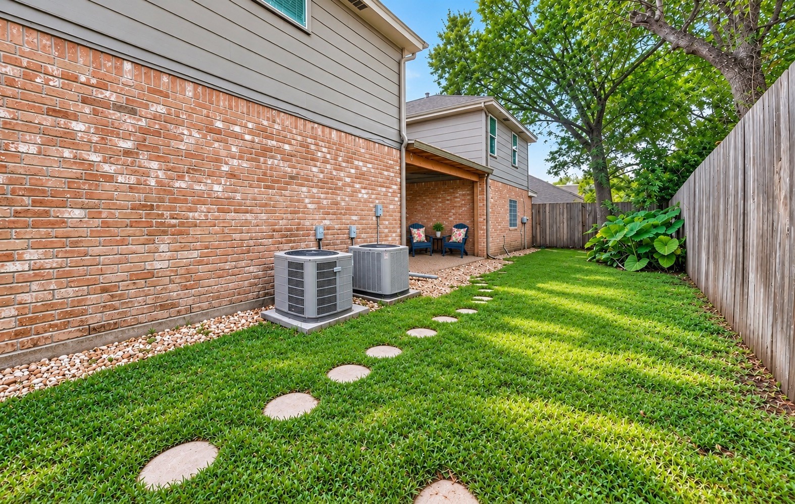 Another view of the yard and patio.