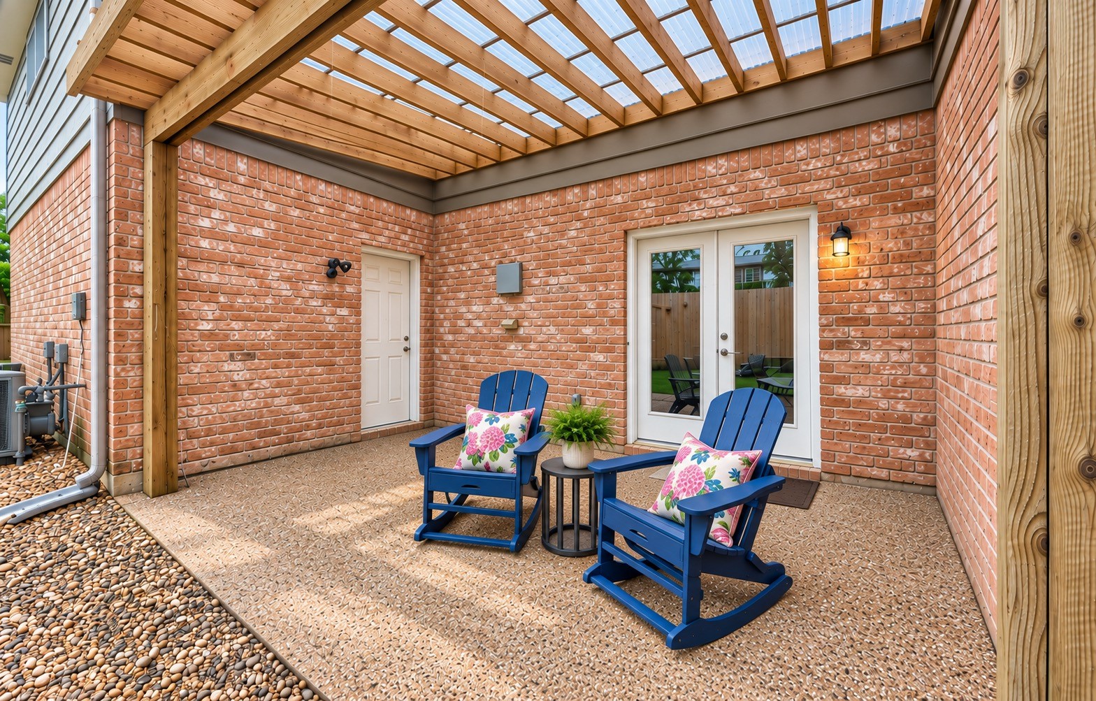 This patio is located off the sitting room attached to the primary bedroom.