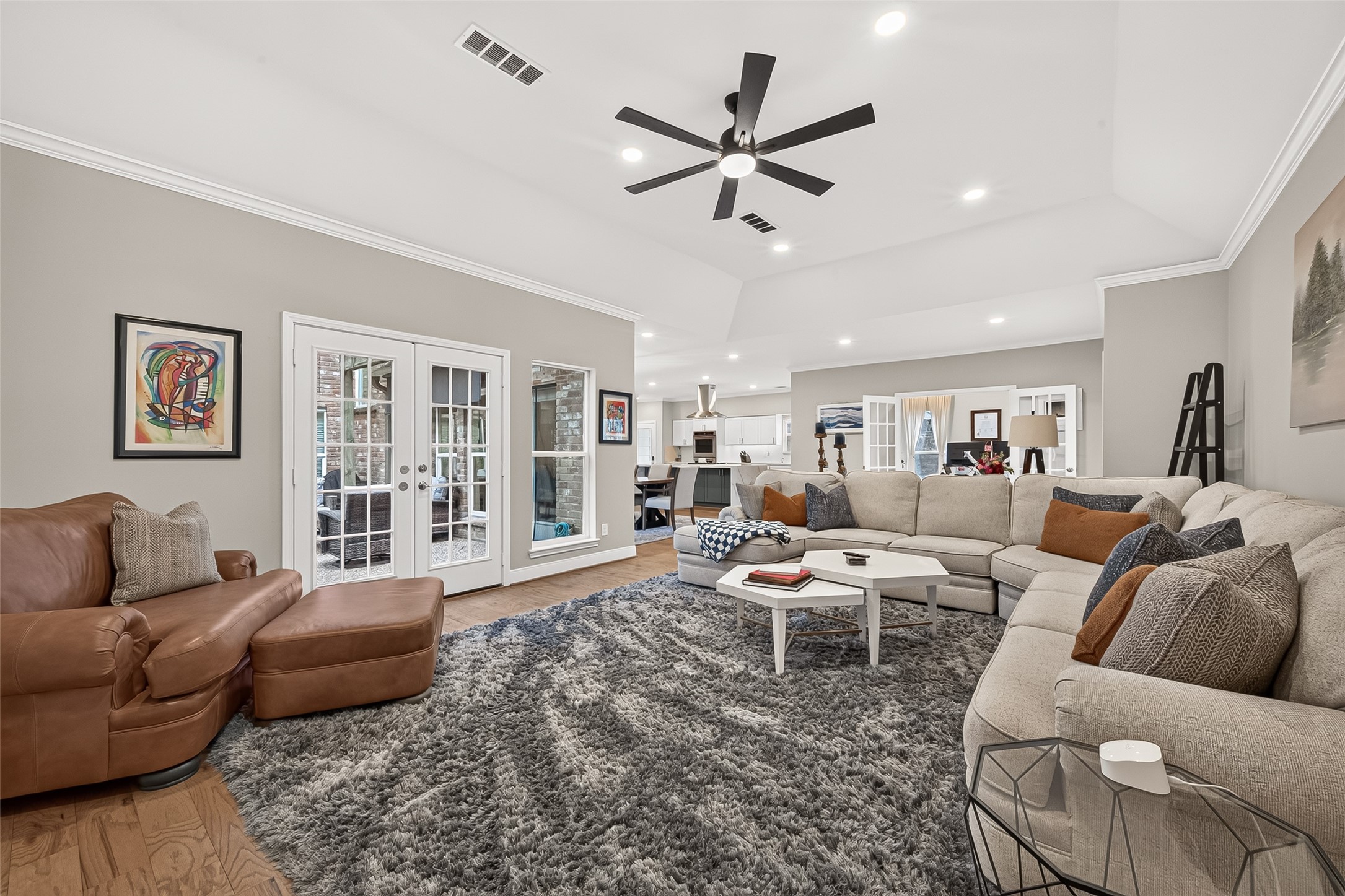 Living room has French doors to the patio.