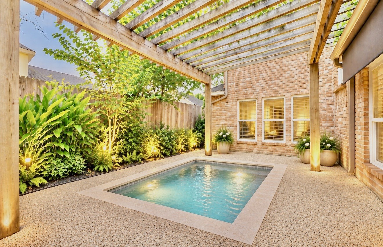 Inspiration pic of how a dipping pool would look in the patio space off the kitchen and living room.