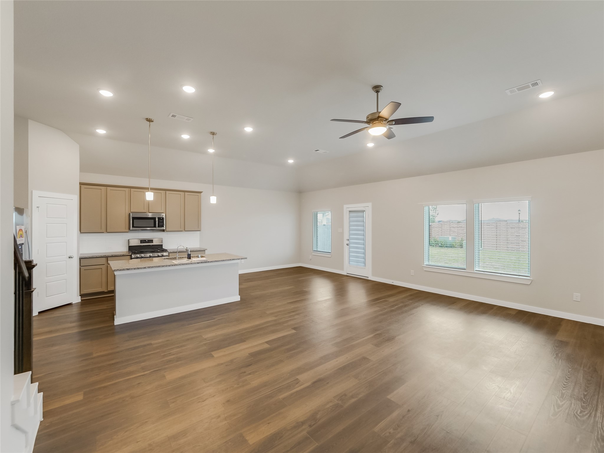 Open Living to Kitchen and breakfast nook