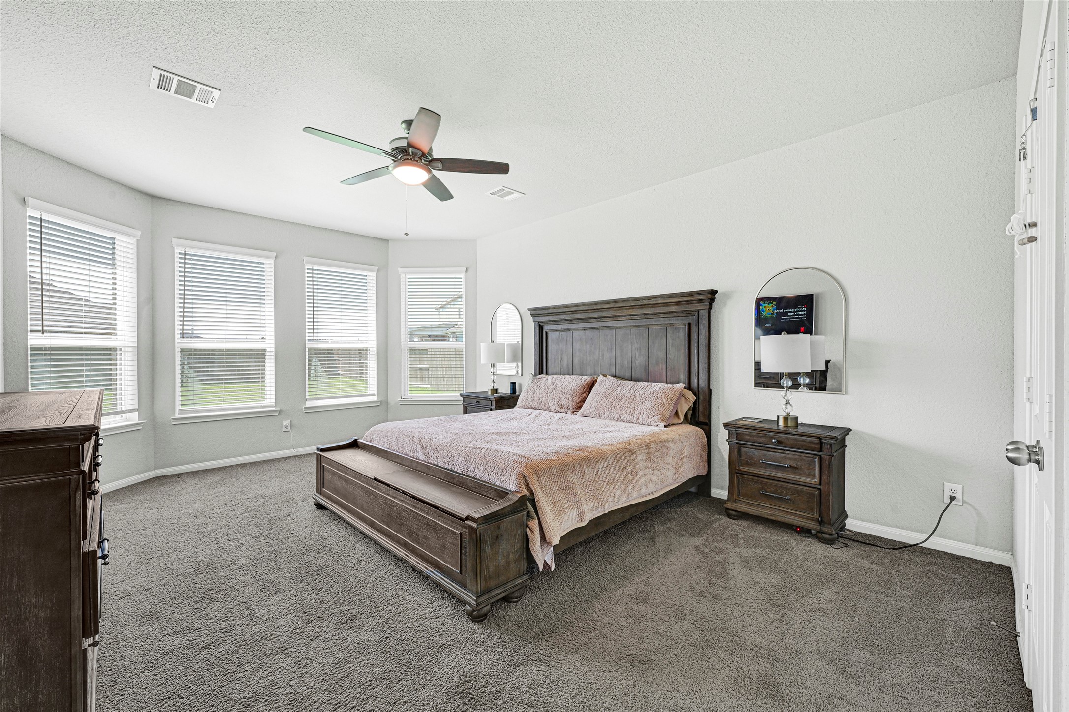 Spacious Primary Bedroom with Bay Windows