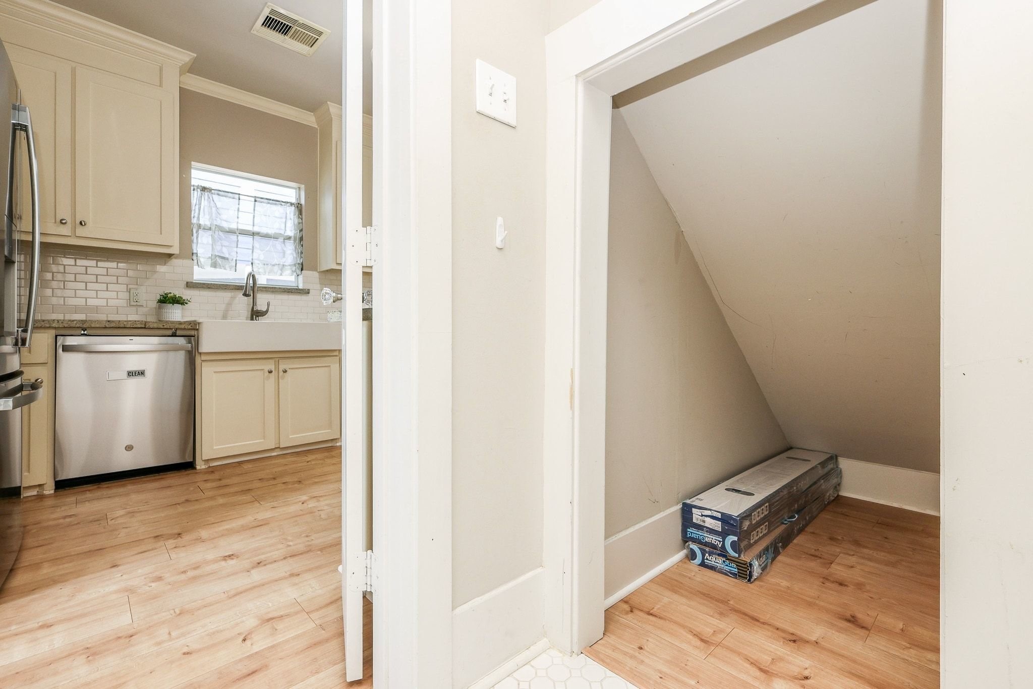 Extra storage room in laundry area.