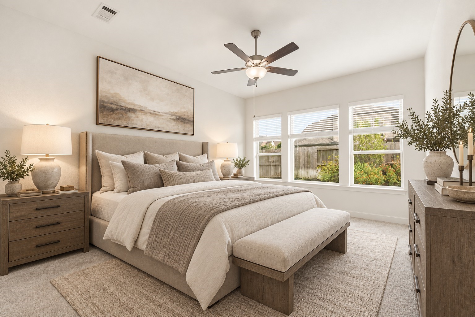 Primary extended bedroom features large windows that allow for plenty of light. Virtually Staged