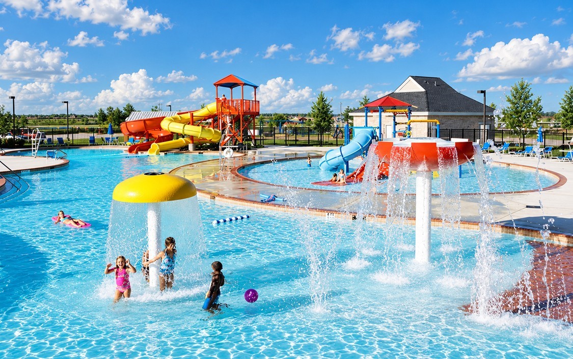 Make a splash at Shadow Creek Ranch's Village of Diamond Bay Water Park! This colorful aquatic facility features exciting water slides, a spacious swimming pool, shaded seating areas & room to relax poolside. Just one of the many recreational destinations available to residents of this master-planned community.