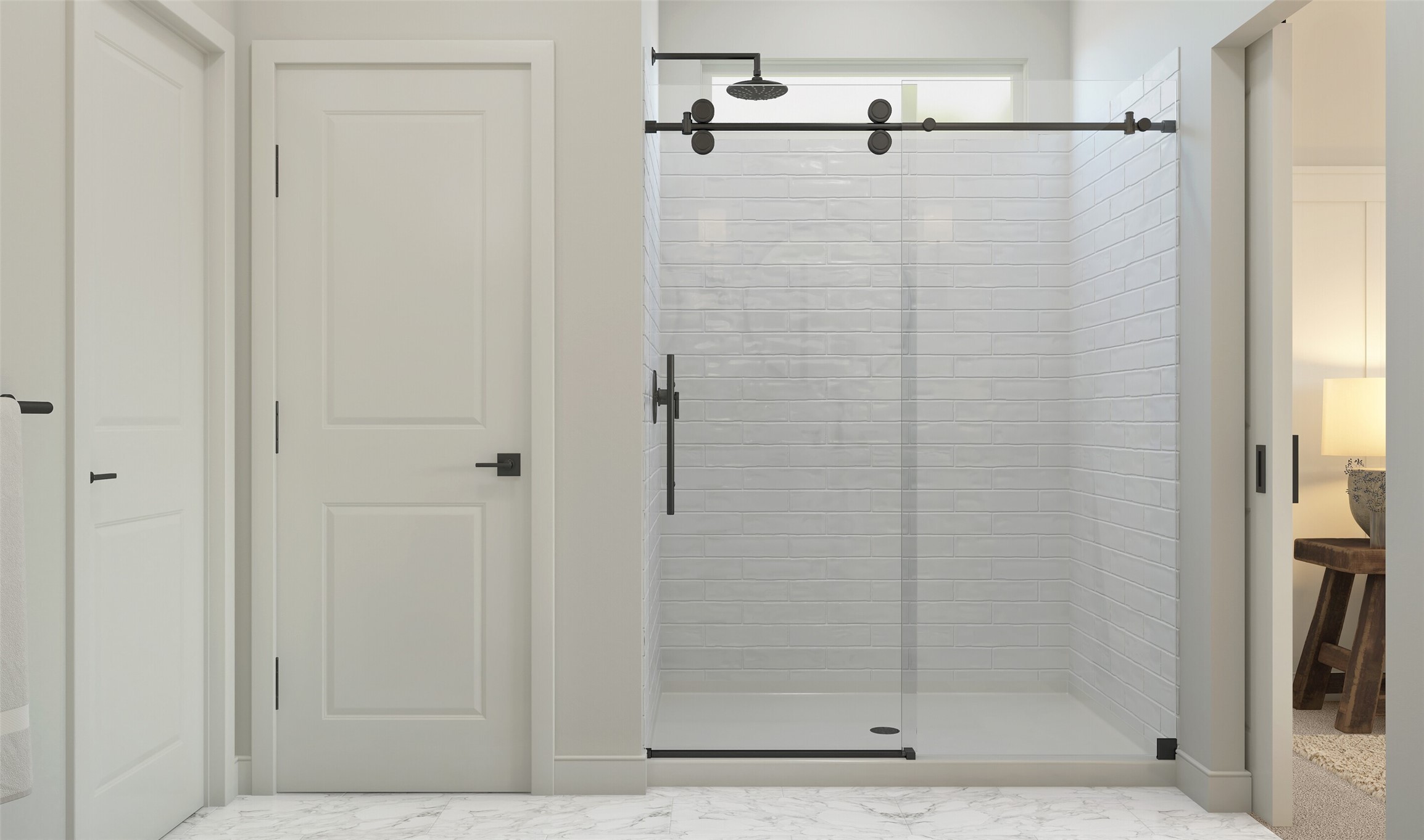 Serene primary bath (*Artist rendering used for illustration purposes only. Colors/finishes may differ from the ones currently selected in the home.)