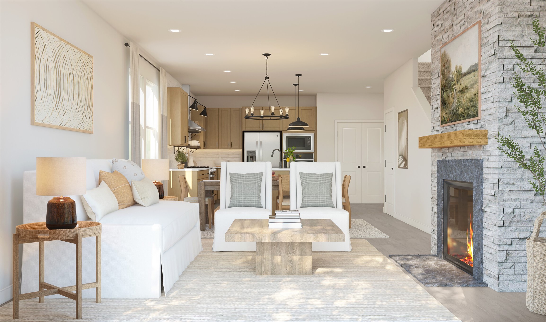 Open great room (*Artist rendering used for illustration purposes only. Colors/finishes may differ from the ones currently selected in the home.)