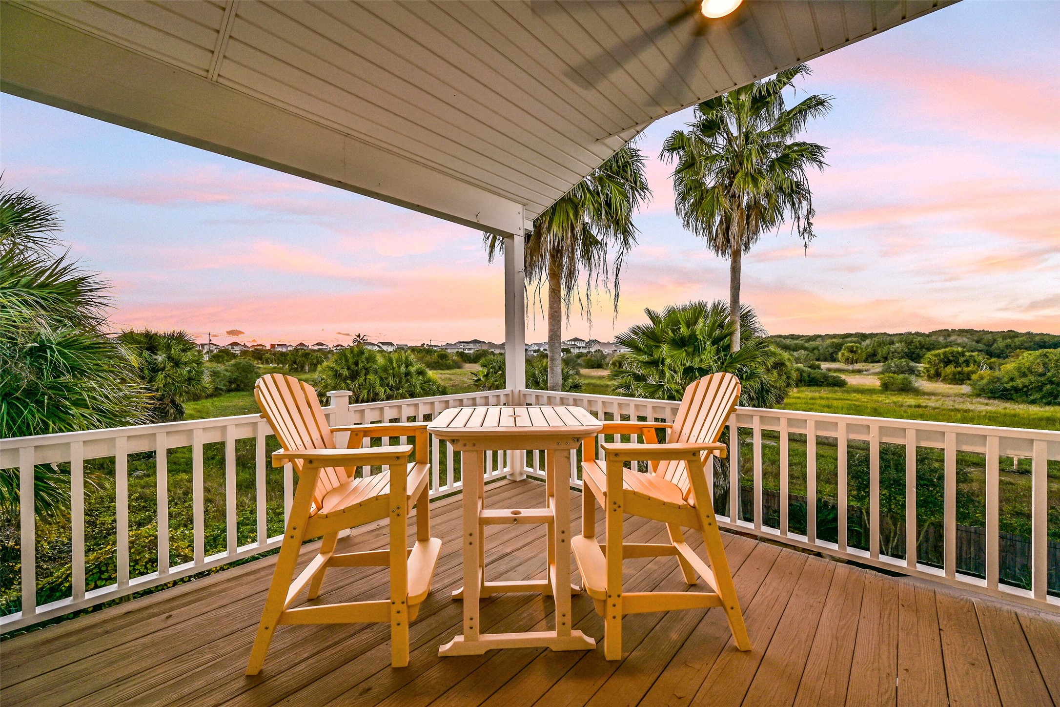 Sunset Views from the 1st floor deck conveniently located off of the living/ dining room.