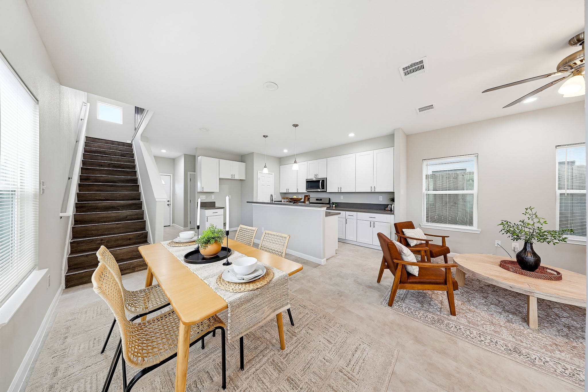 Share a meal, host friends, or settle in for the evening in this inviting open layout.