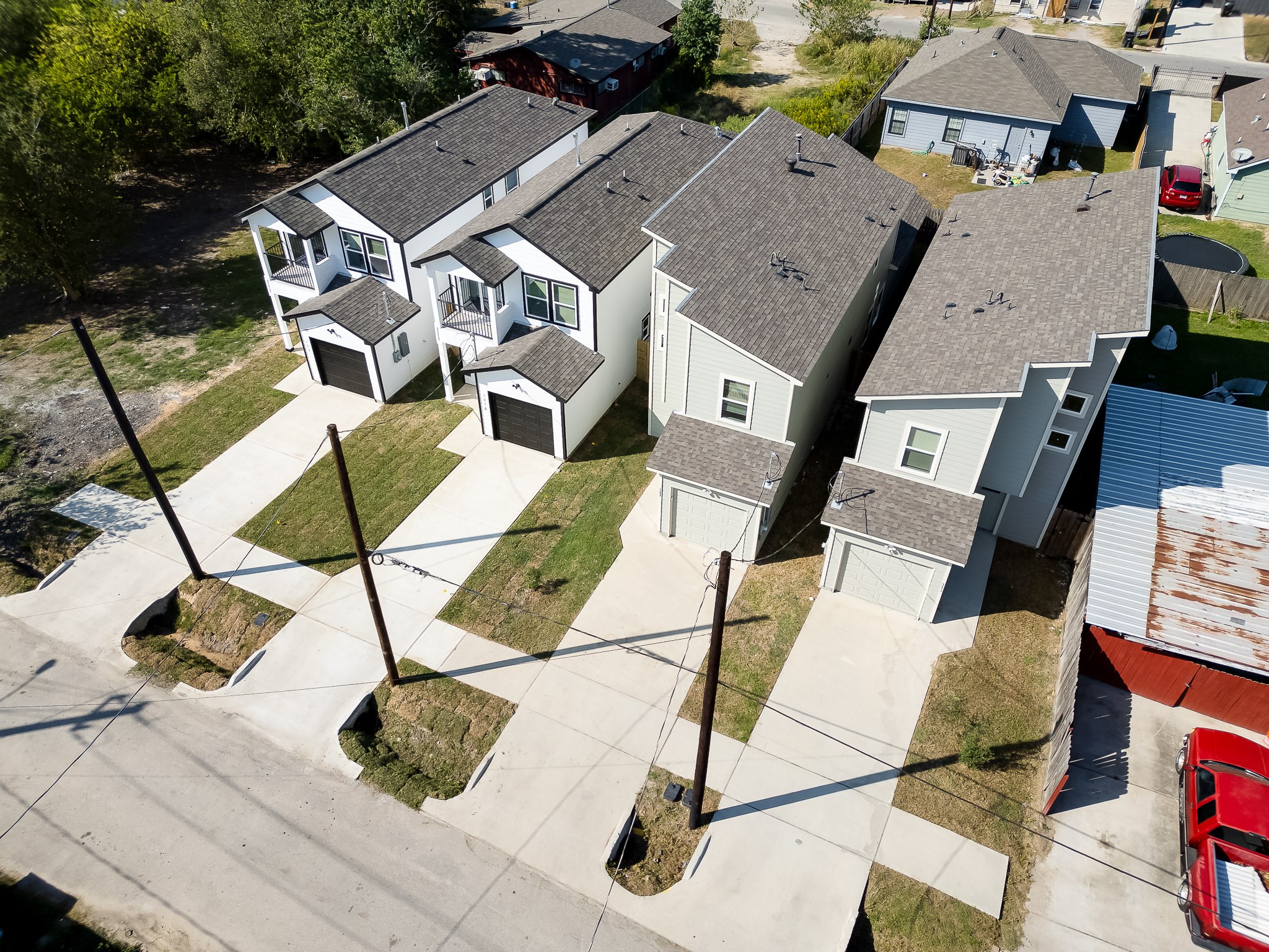 An elevated view introduces your new home and its setting within an established neighborhood. An elevated view introduces your new home and its setting within an established neighborhood.