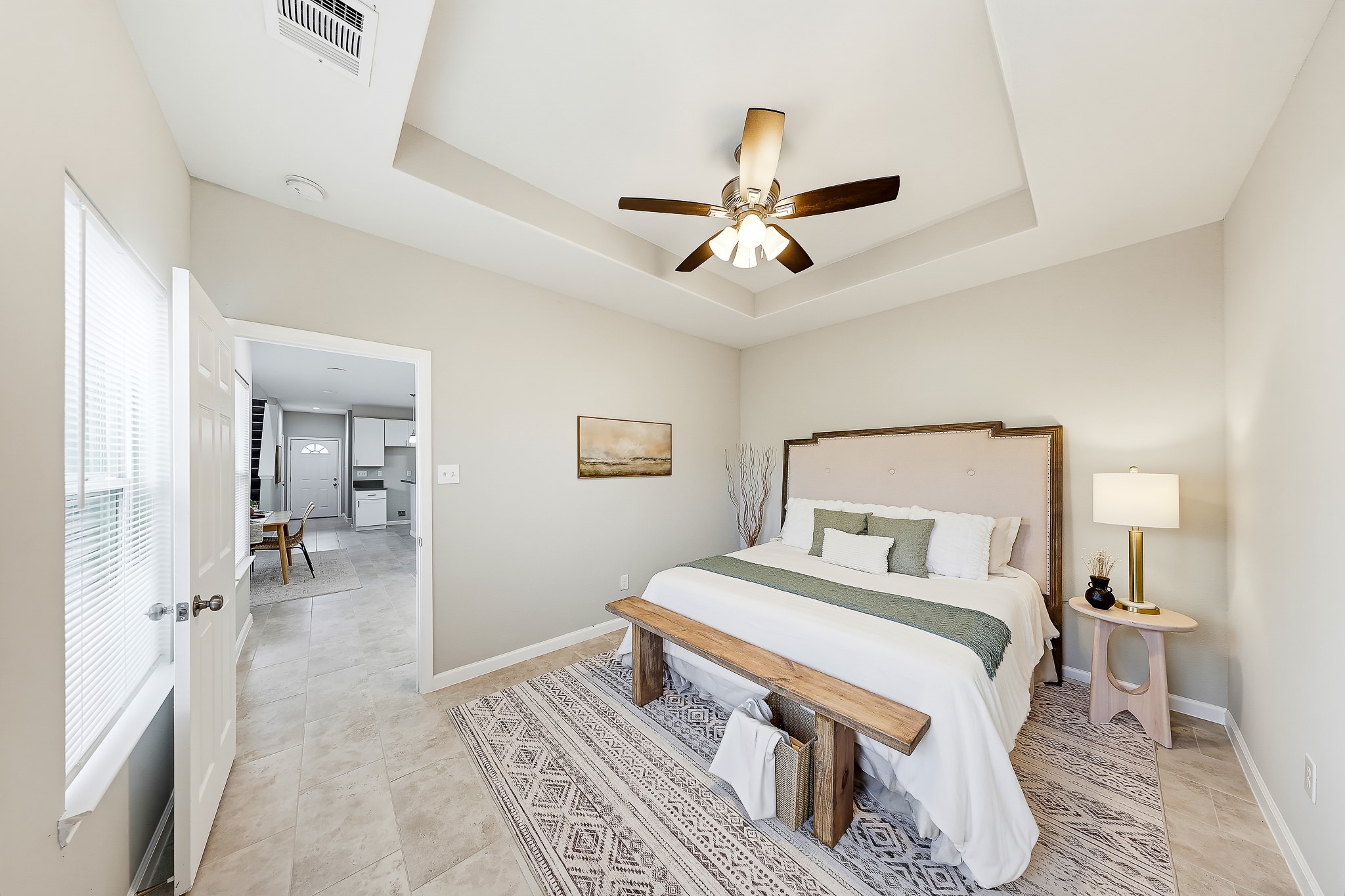 Your downstairs primary retreat offers a restful place to recharge at the end of the day. Your downstairs primary retreat offers a restful place to recharge at the end of the day.
