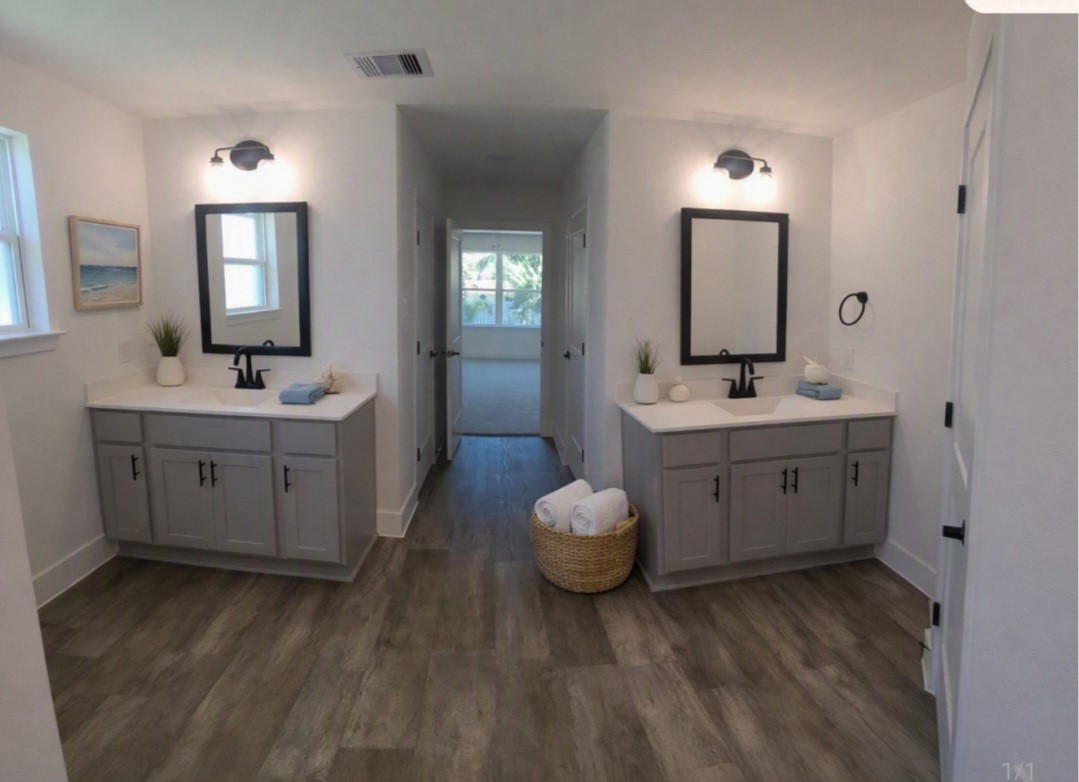 Dual Sinks in primary bath along with two large closets