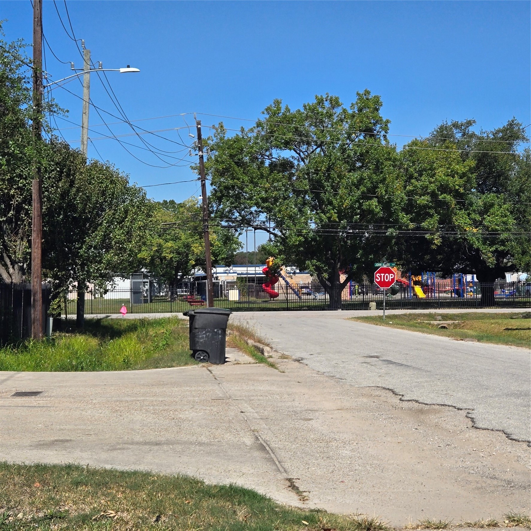 school, view from the property.