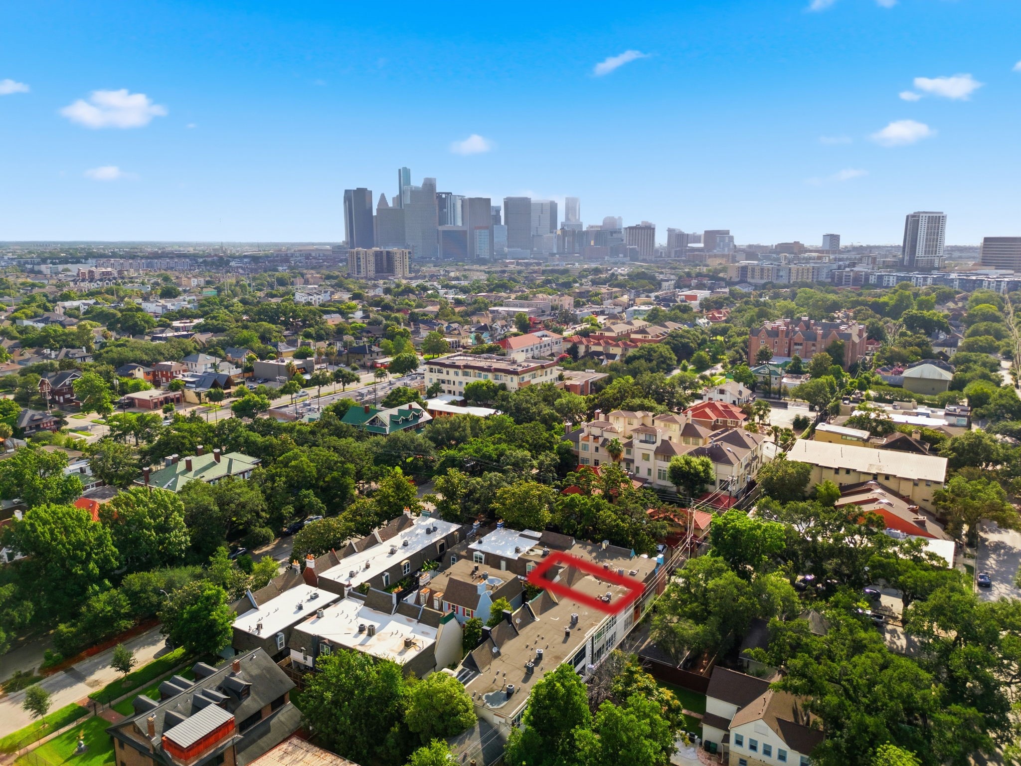 The community feels tucked away from the city while keeping central Houston destinations close by.
