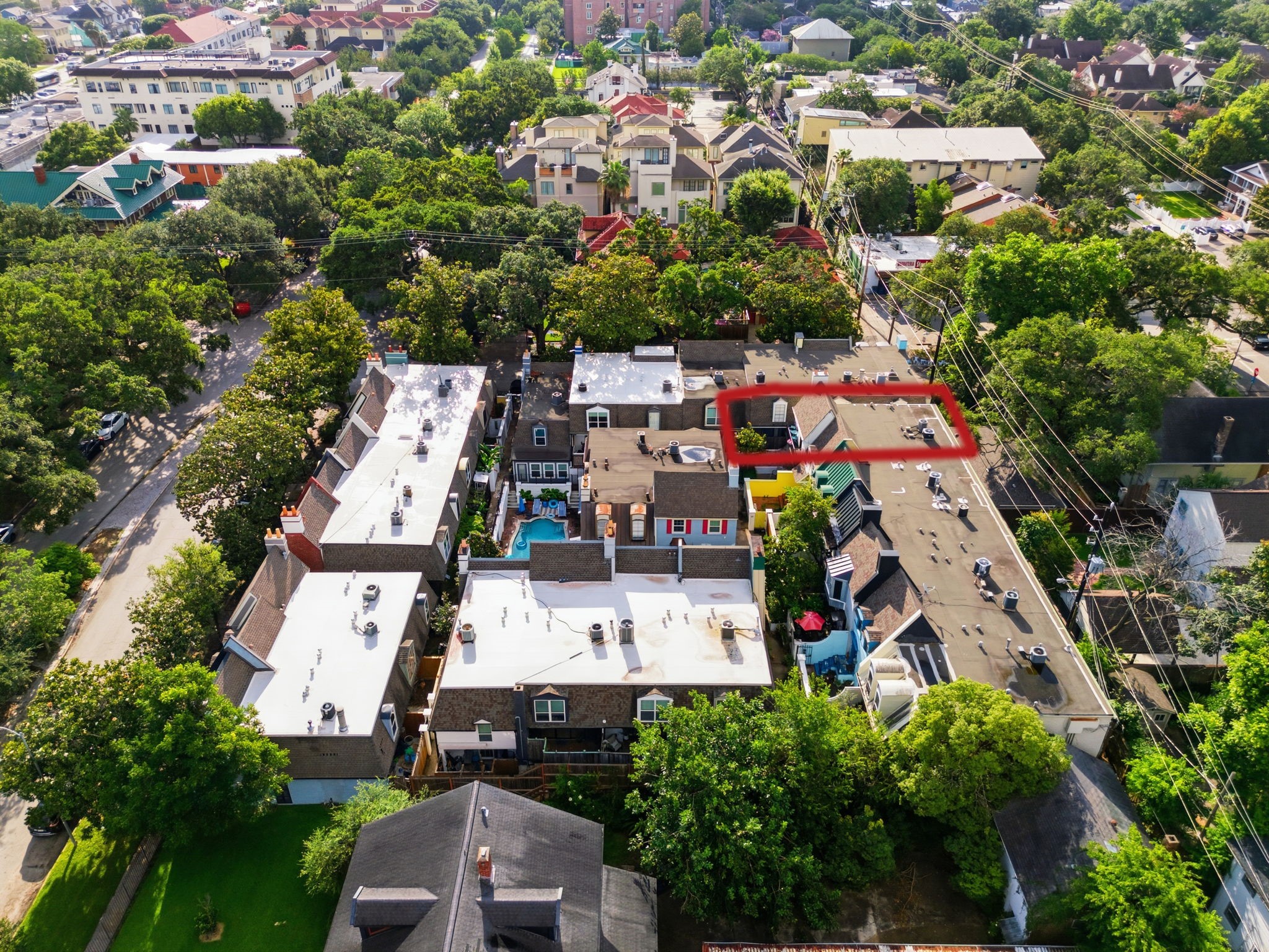 The location marker identifies the home within the community, just a short distance from the central pool.