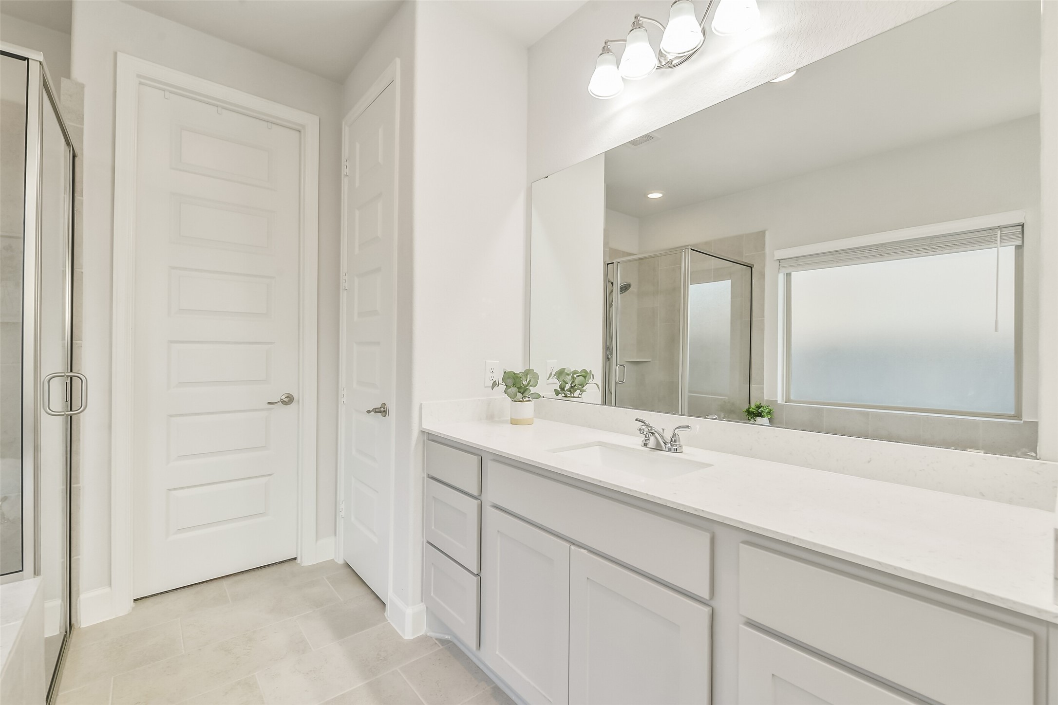 The large mirrors over the sinks are perfect for getting ready for the day.