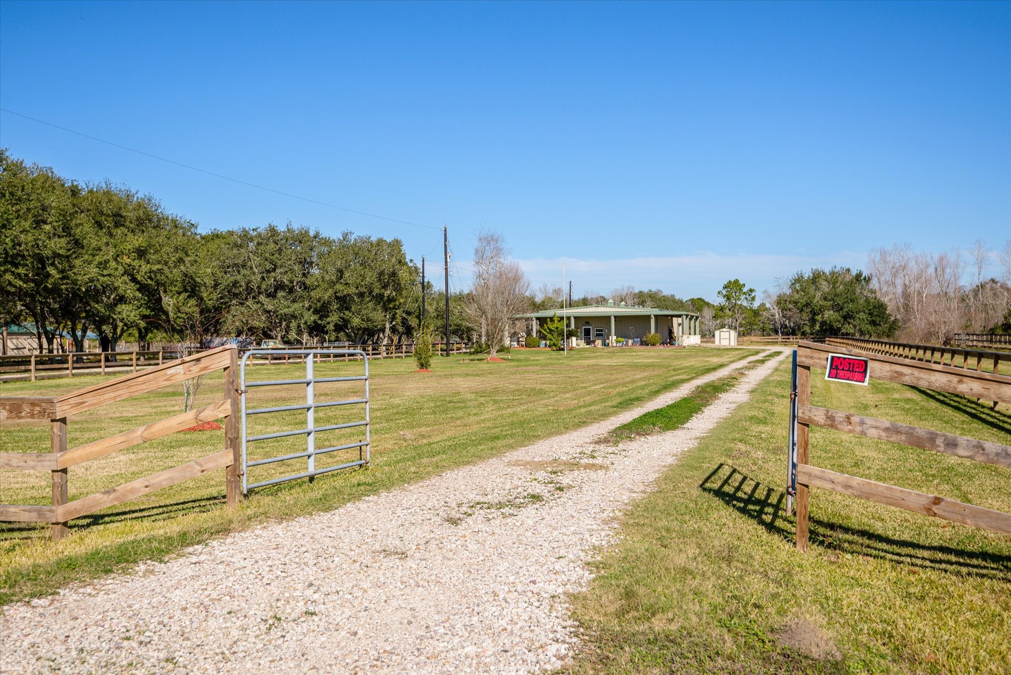 Gated driveway for privacy.