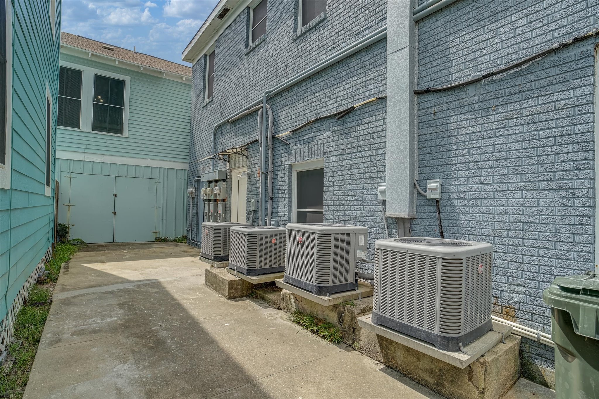 Small courtyard for privacy.