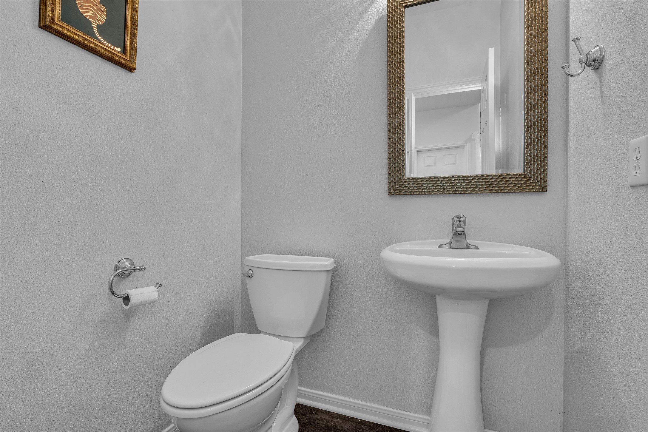 the 1/2 bath is conveniently located downstairs.