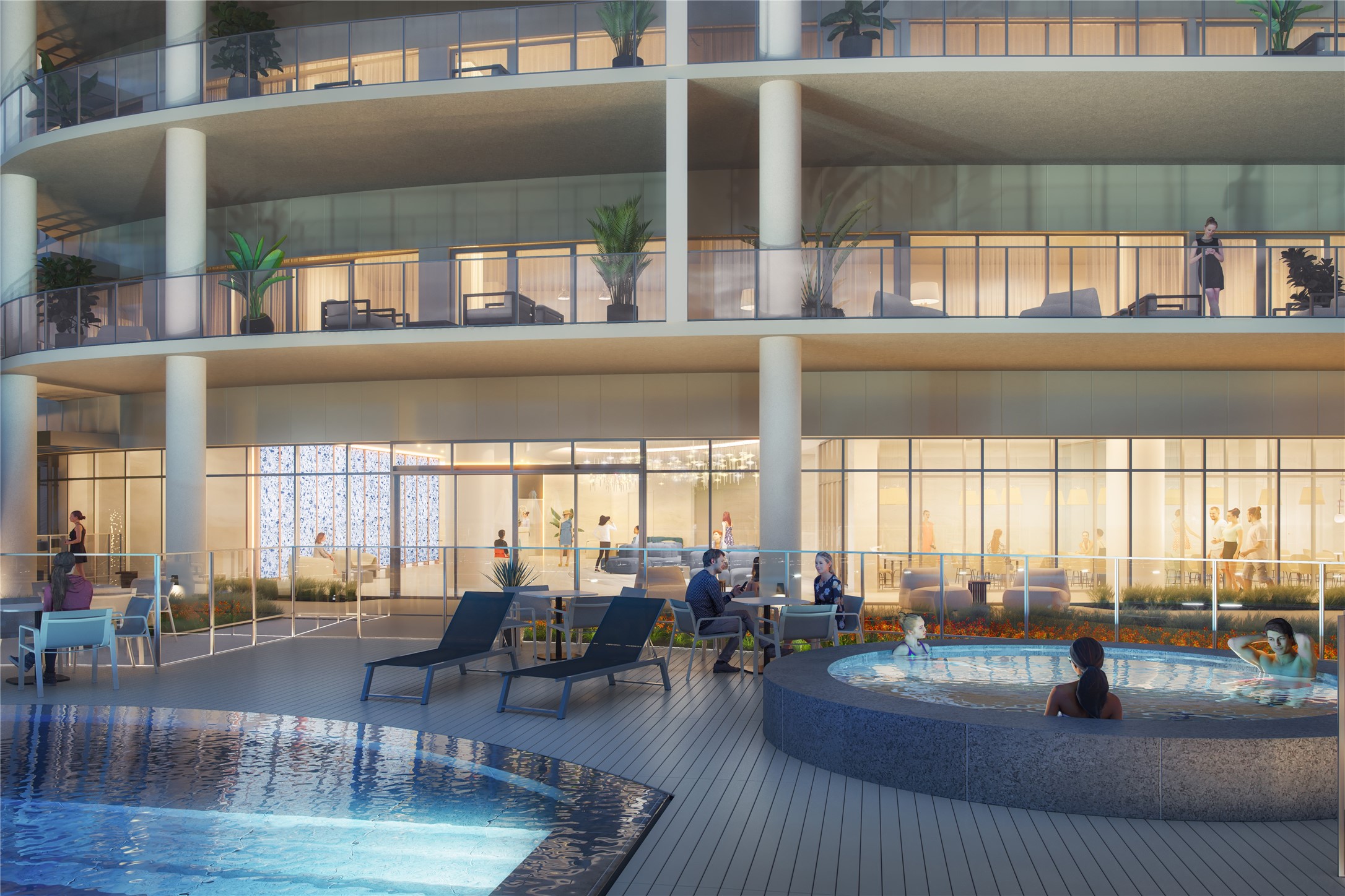 The Tiara outdoor amenity level features an inviting hot tub where you can melt away the cares of your day and watch the moonlight dance along the surface of our infinity edge pool. The Tiara outdoor amenity level features an inviting hot tub where you can melt away the cares of your day and watch the moonlight dance along the surface of our infinity edge pool.