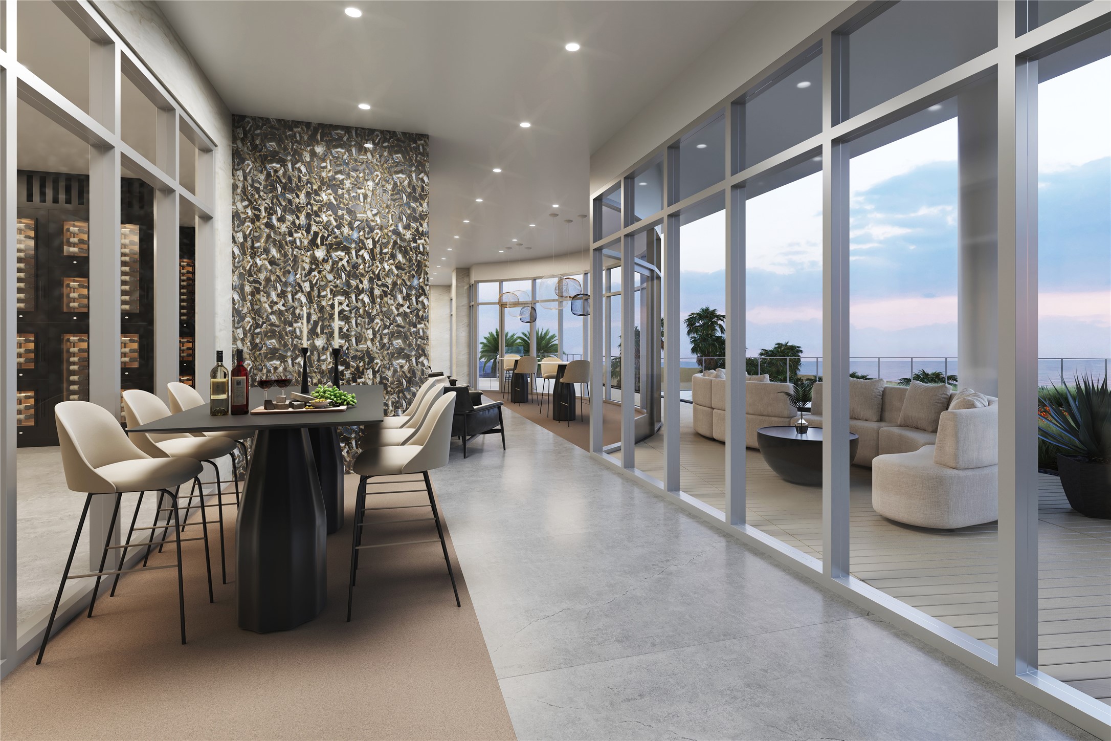 Experience the allure of our private wine storage and tasting room, where each resident is assigned a personal wine locker, capable of housing up to 200 bottles.