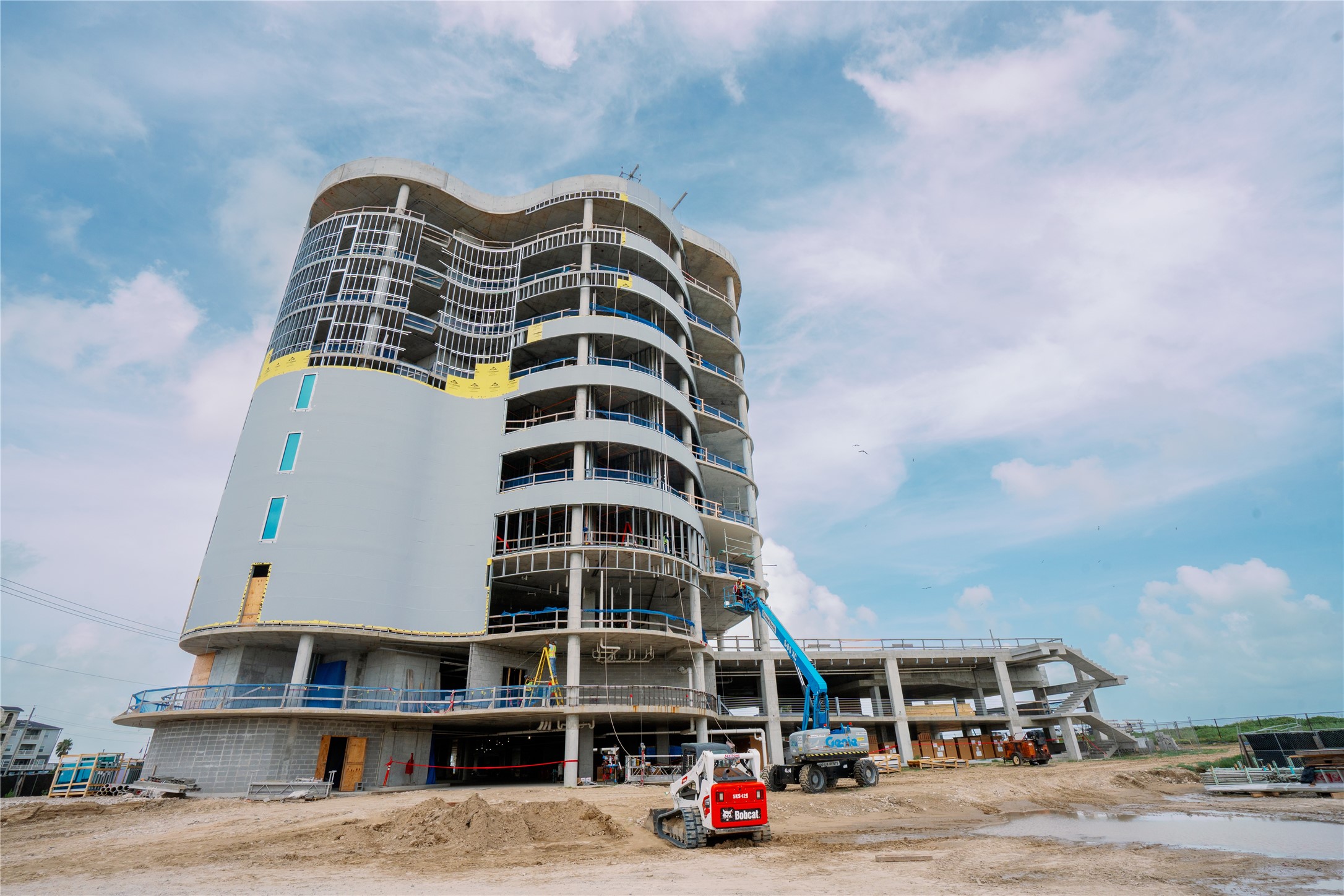 A closer look at Tiaras progress as high-performance windows designed to withstand winds up to 150mph are being installed, bringing the building one step closer to completion.