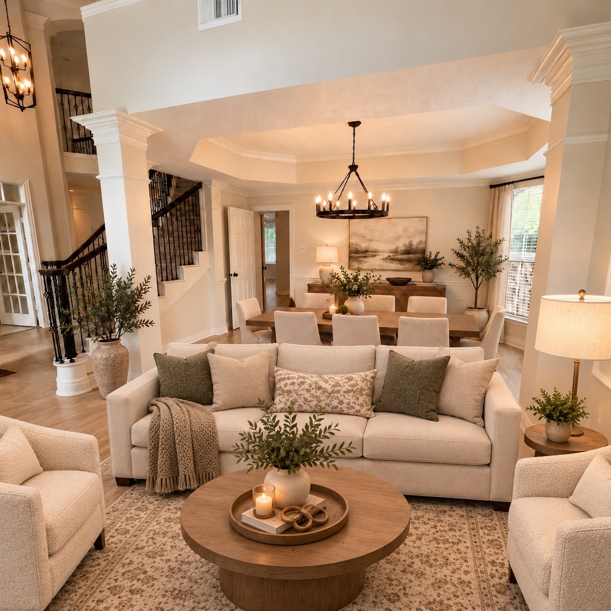 Living Room and Dining Room AI Staged