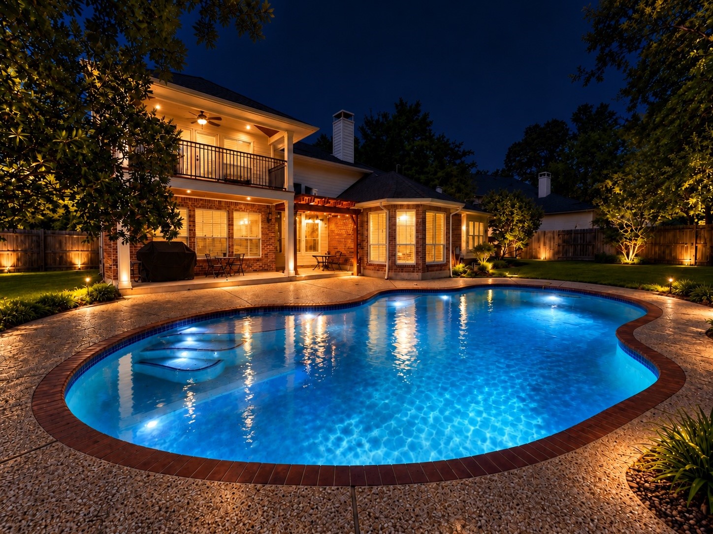 Pool At Night AI Staged