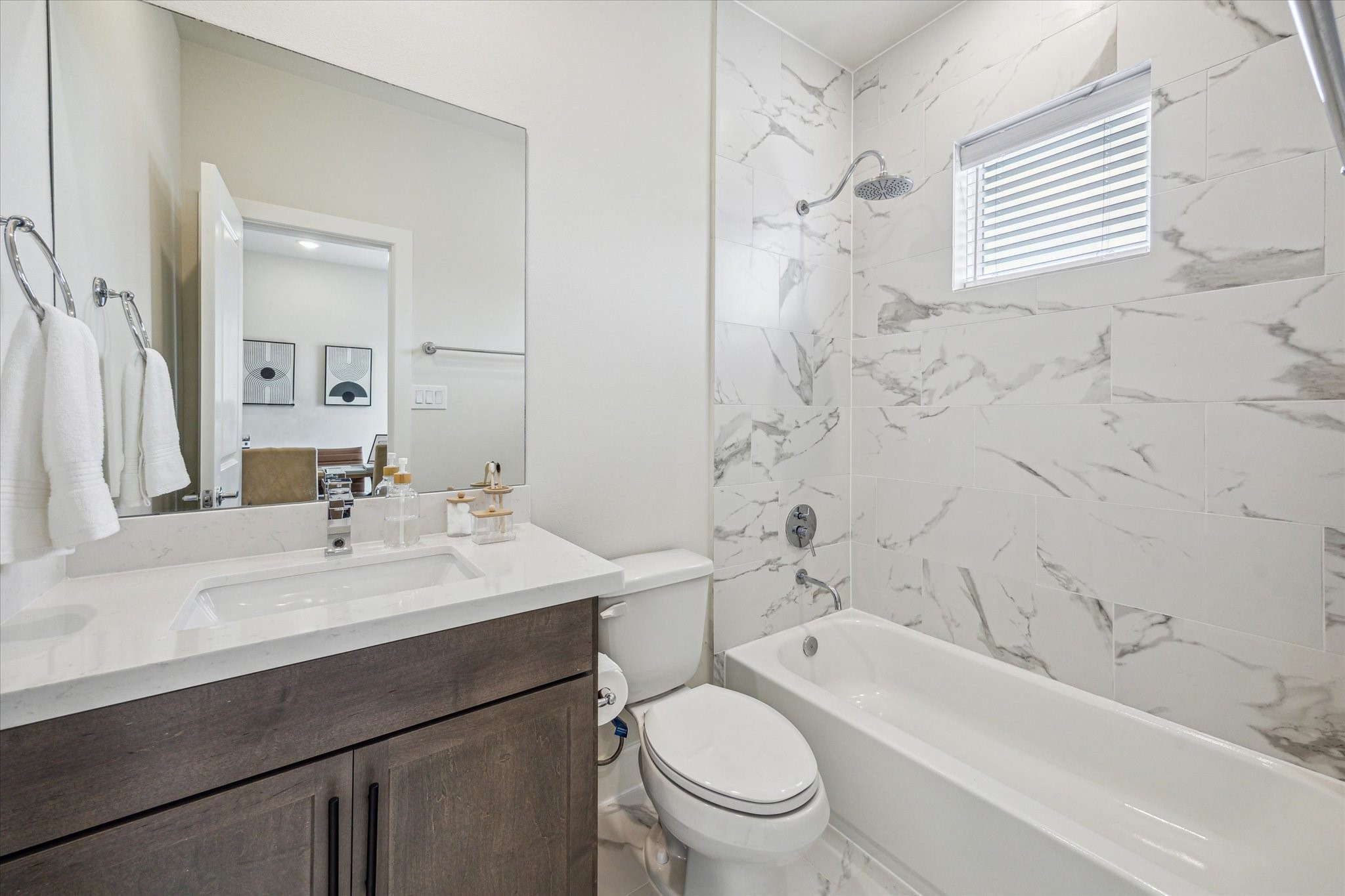 Representative photo showing the communitys model home secondary bathroom. Layout and selections may vary.