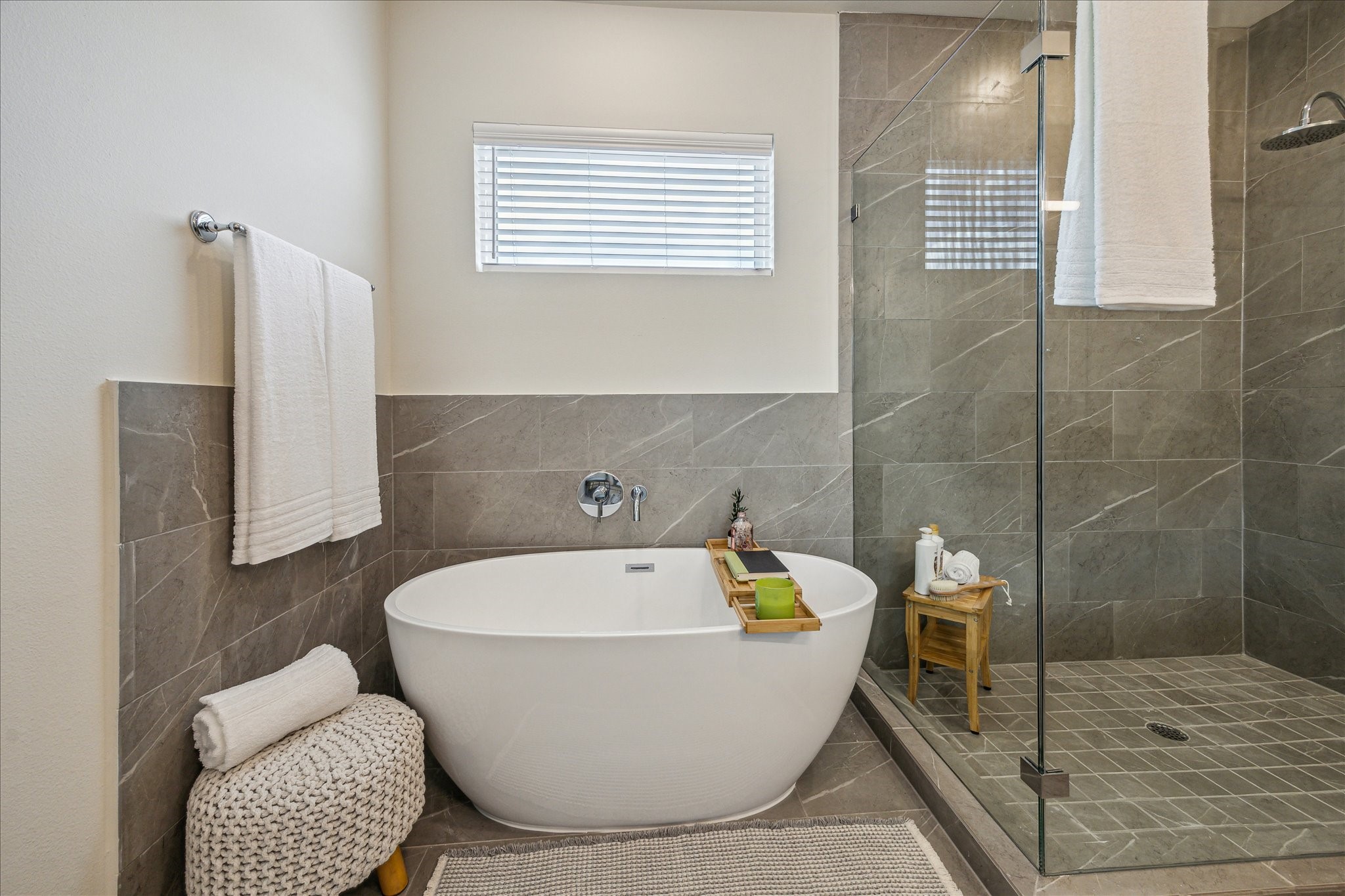 Representative photo showing the communitys model home primary bathroom. Layout and selections may vary.