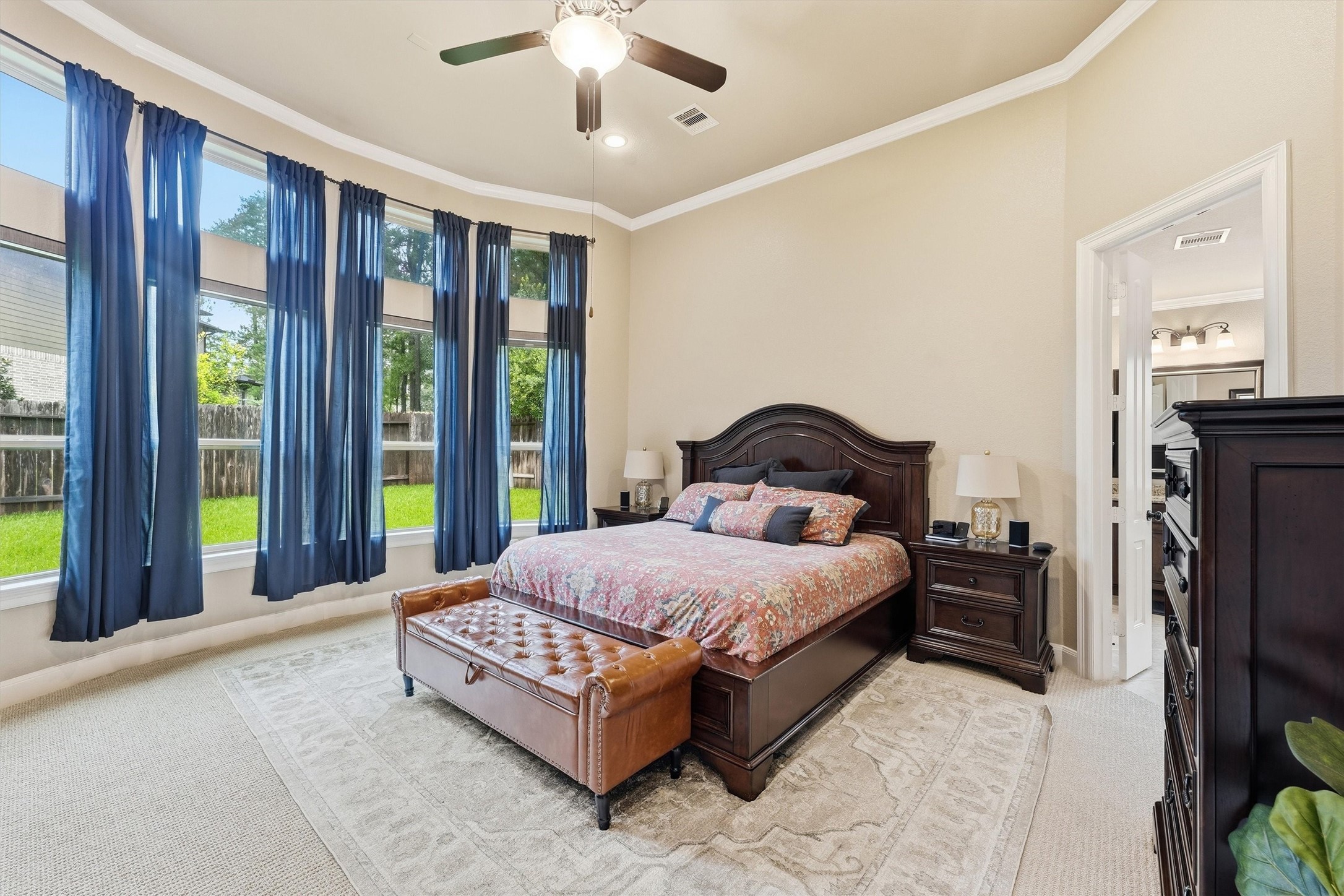 Spacious primary suite on the first floor.