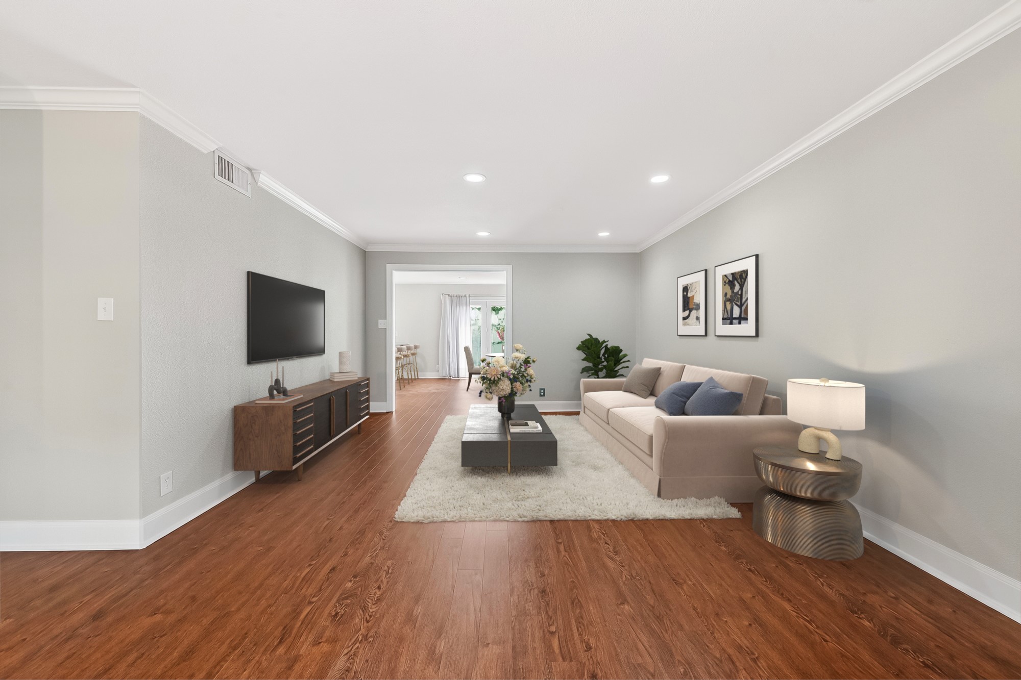 There is a seamless flow in this Briar Grove Drive townhome near the Galleria.