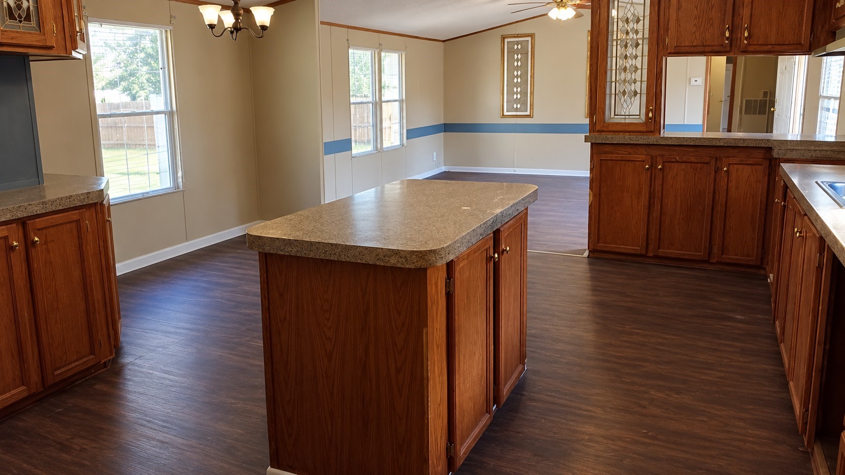 Kitchen island brings out the character of the home