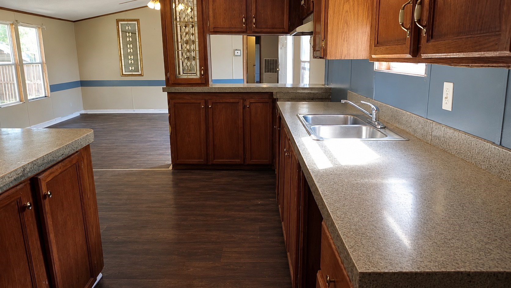 Kitchen is set up for propane or electric stove & oven