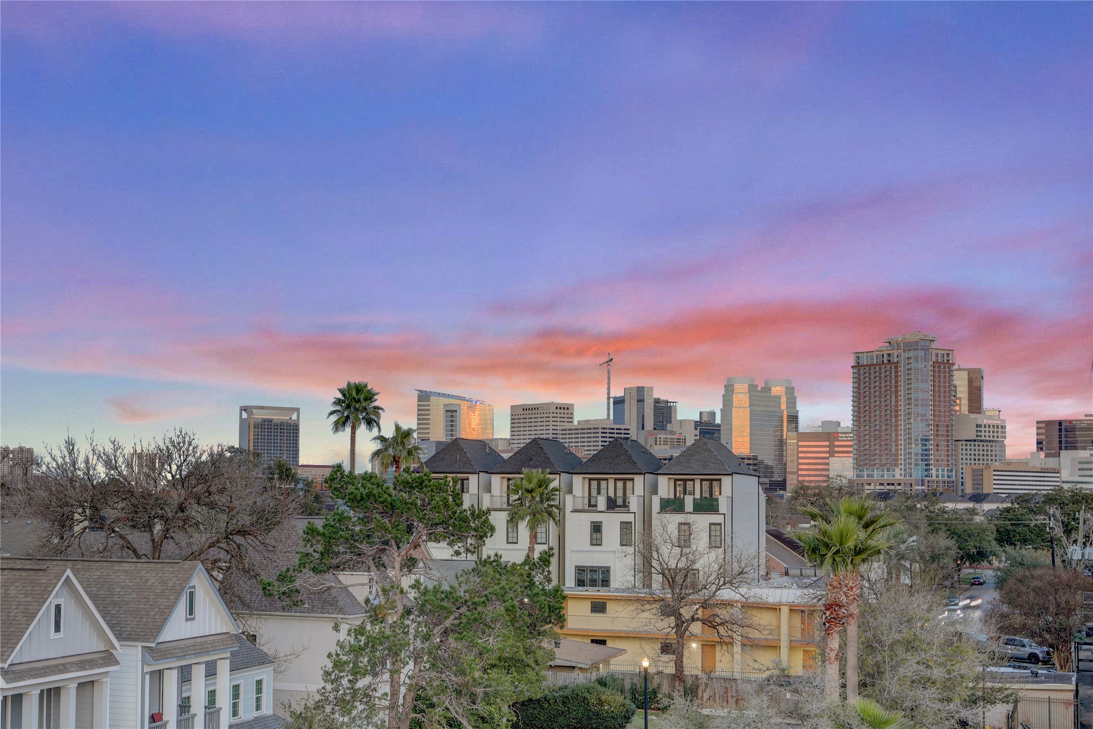 Evening view of neighborhood from 4th floor patio.
