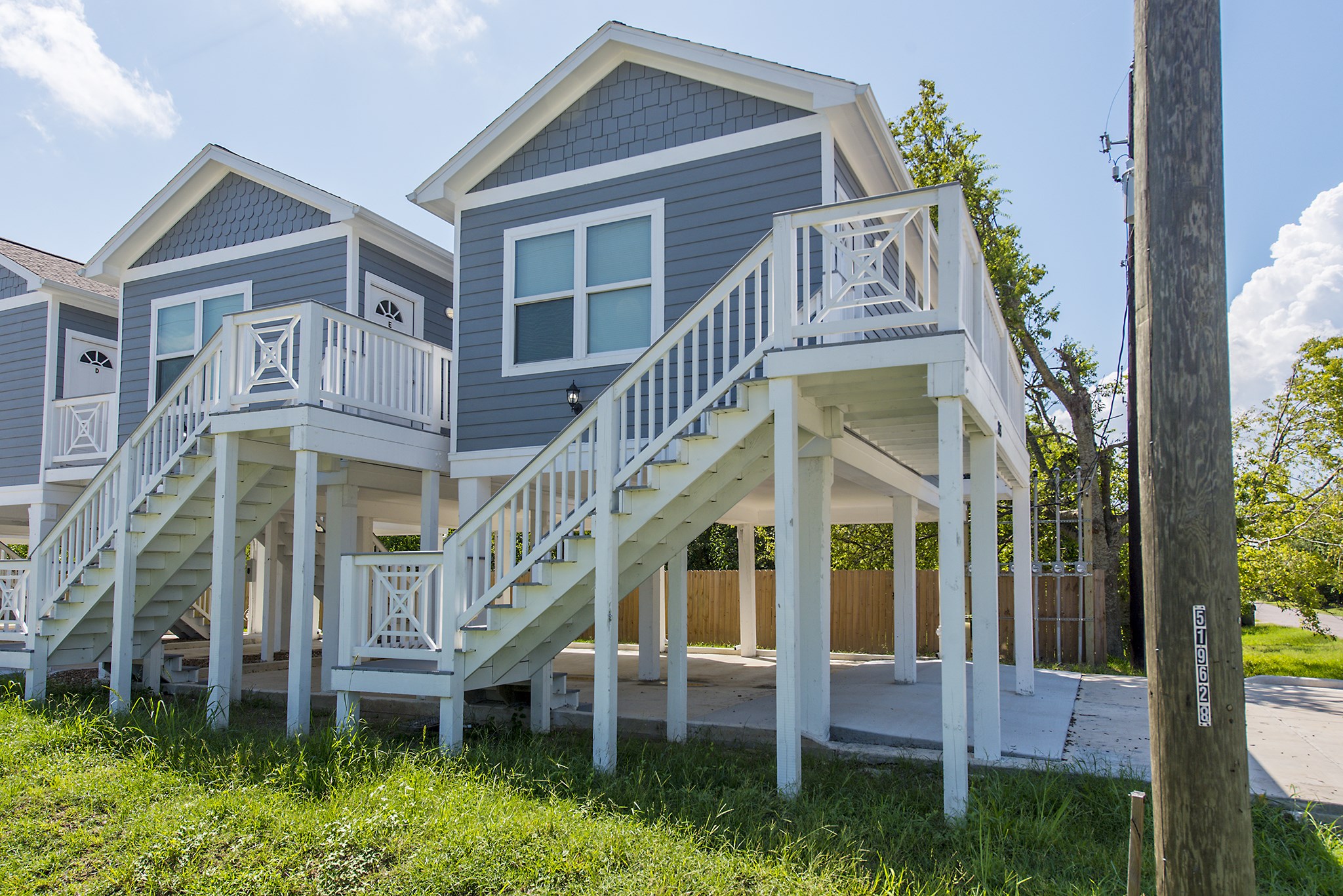 Beautiful homes with Hardiplank siding and rain gutters.