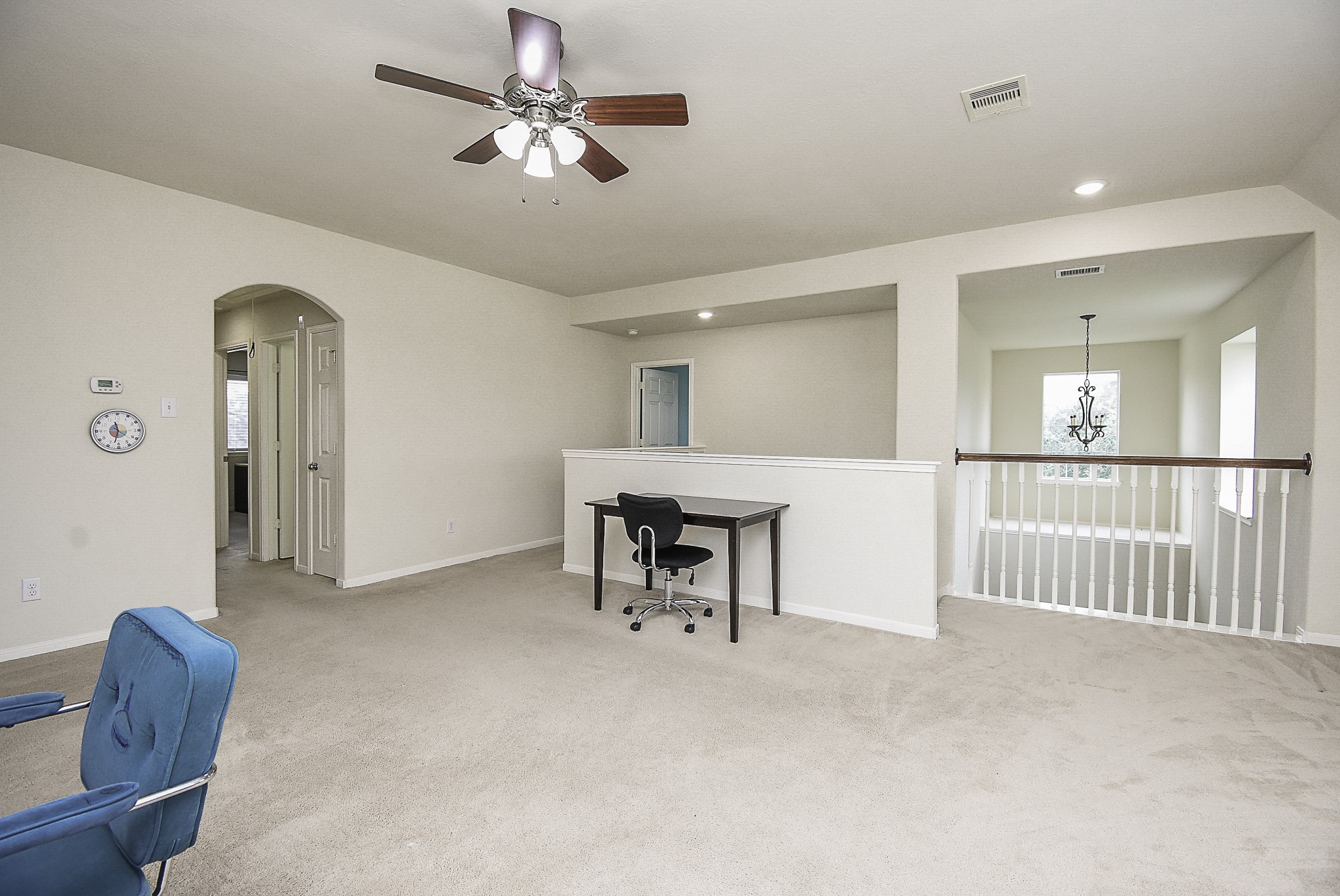 Spacious upstairs game room offers plenty of flexibility.