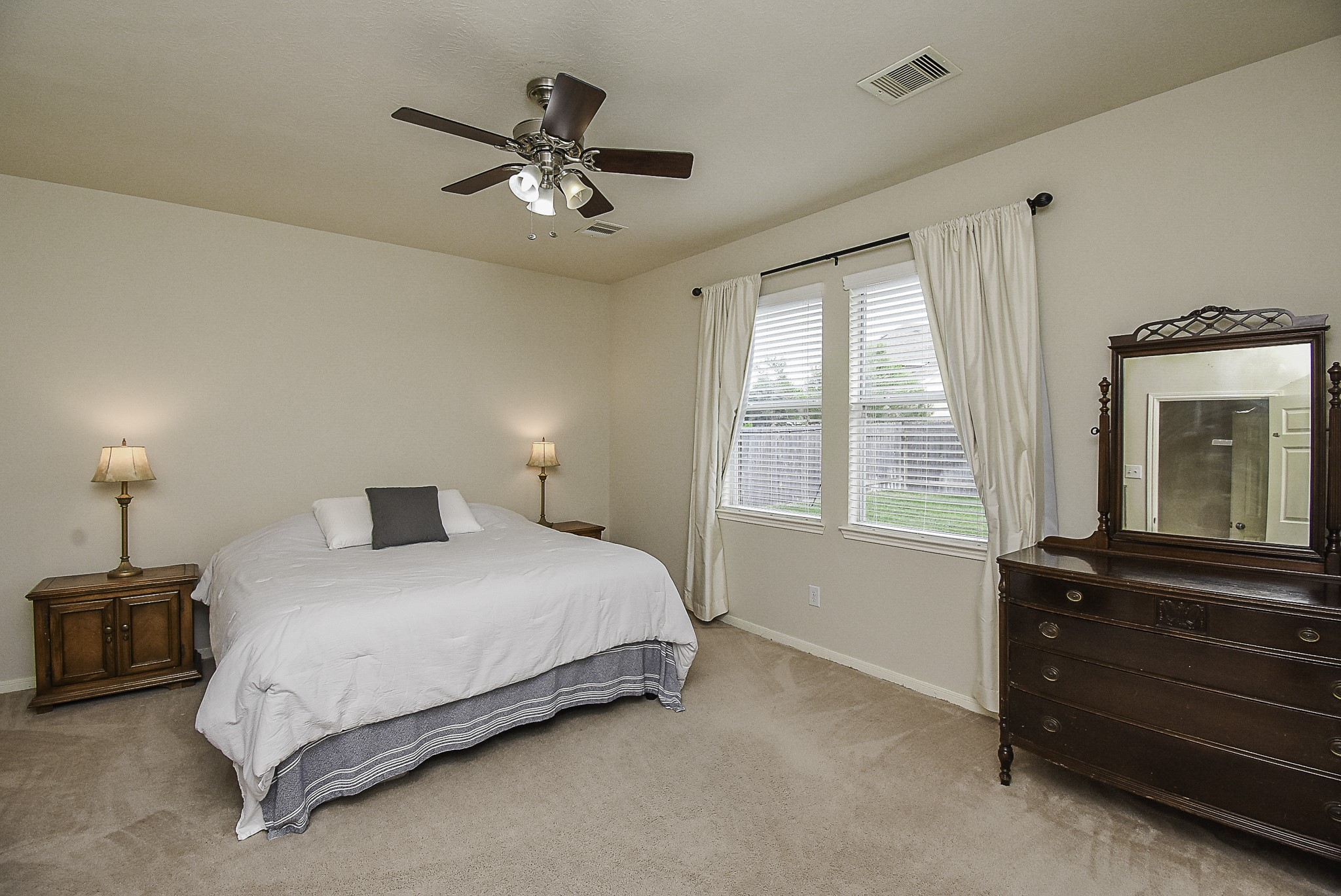 Expansive windows fill the room with plenty of natural light.