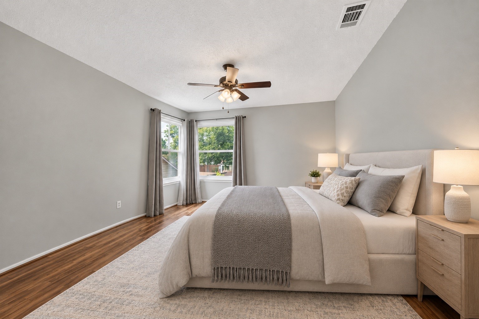 4th bedroom with beautiful flooring and a quiet feel, ideal for setting up a private home office, study space, or comfortable guest quarters. (virtual staged)